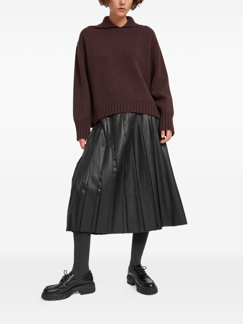 Yves Salomon pleated leather midi skirt outlook