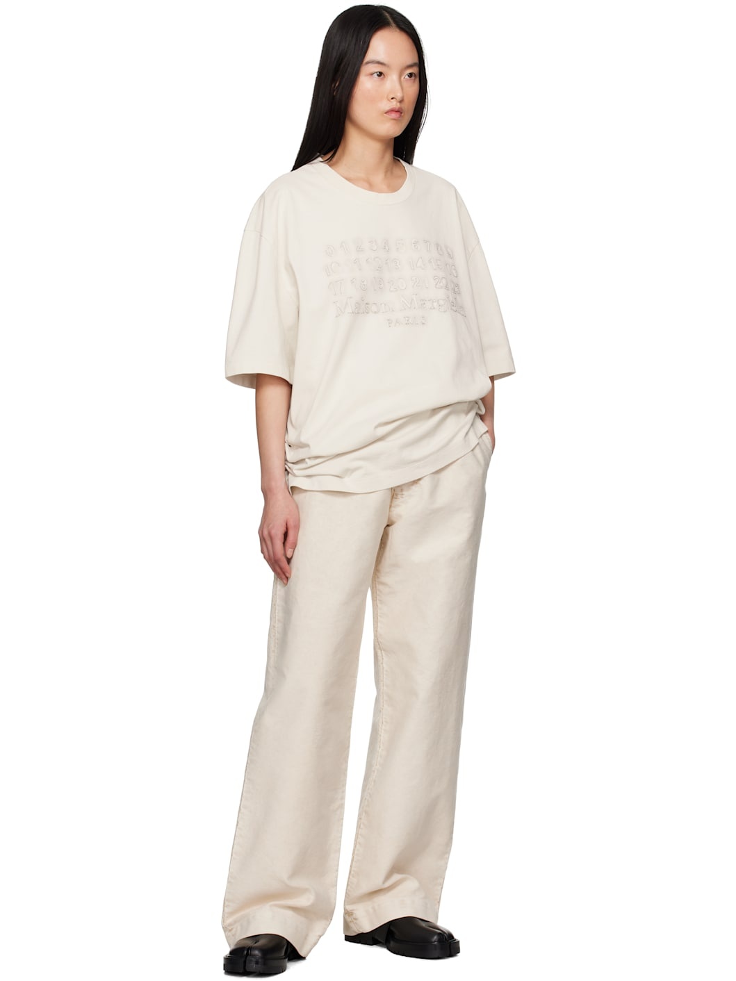 Beige Wide-Leg Jeans - 4