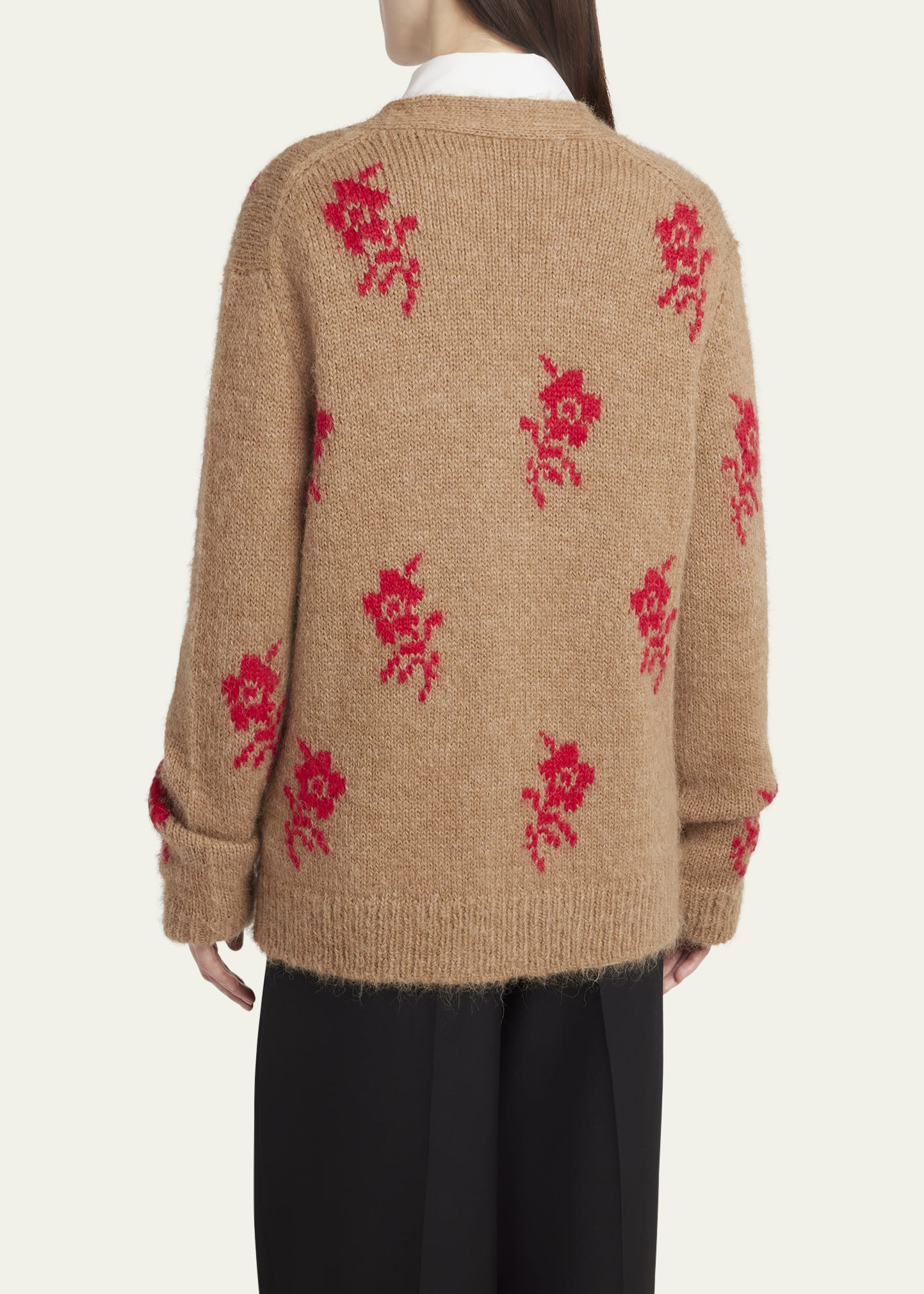 Floral Intarsia Alpaca Wool Cardigan - 3