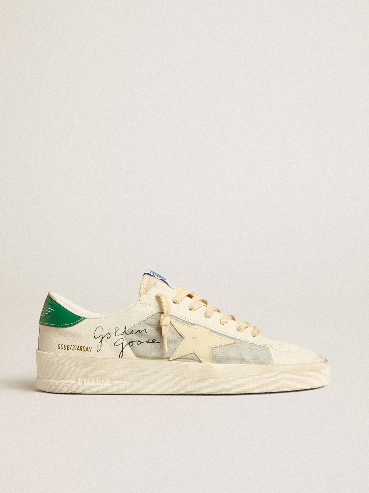 Stardan in nappa leather and ripstop fabric with cream star and green heel tab - 1