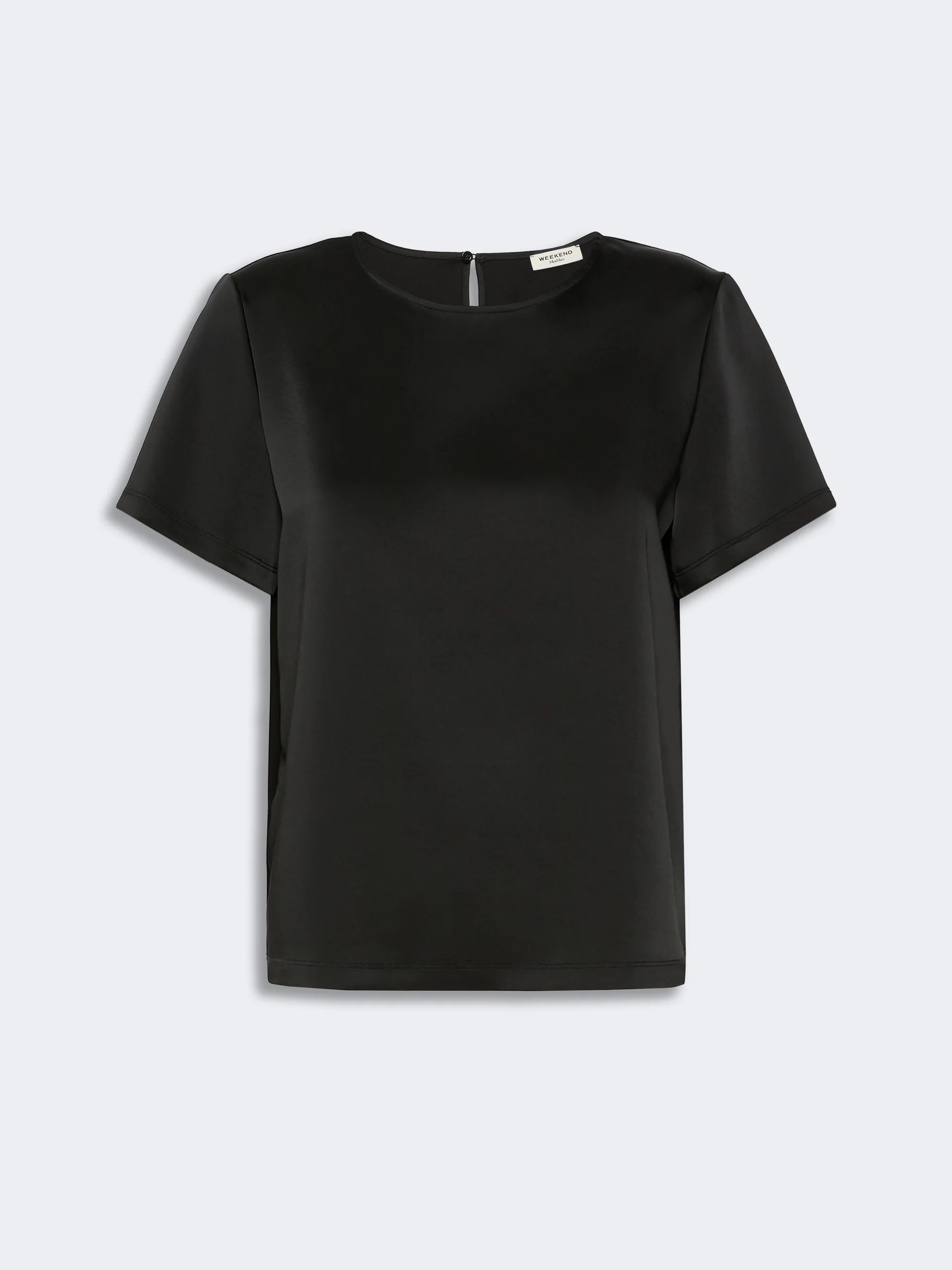 GILBERT Satin crew-neck T-shirt - BLACK - 1