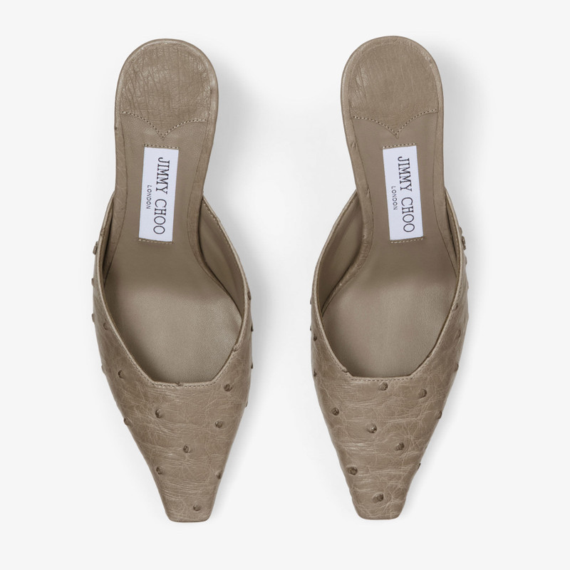 Vivi 65 Taupe Ostrich Leather Mules 5