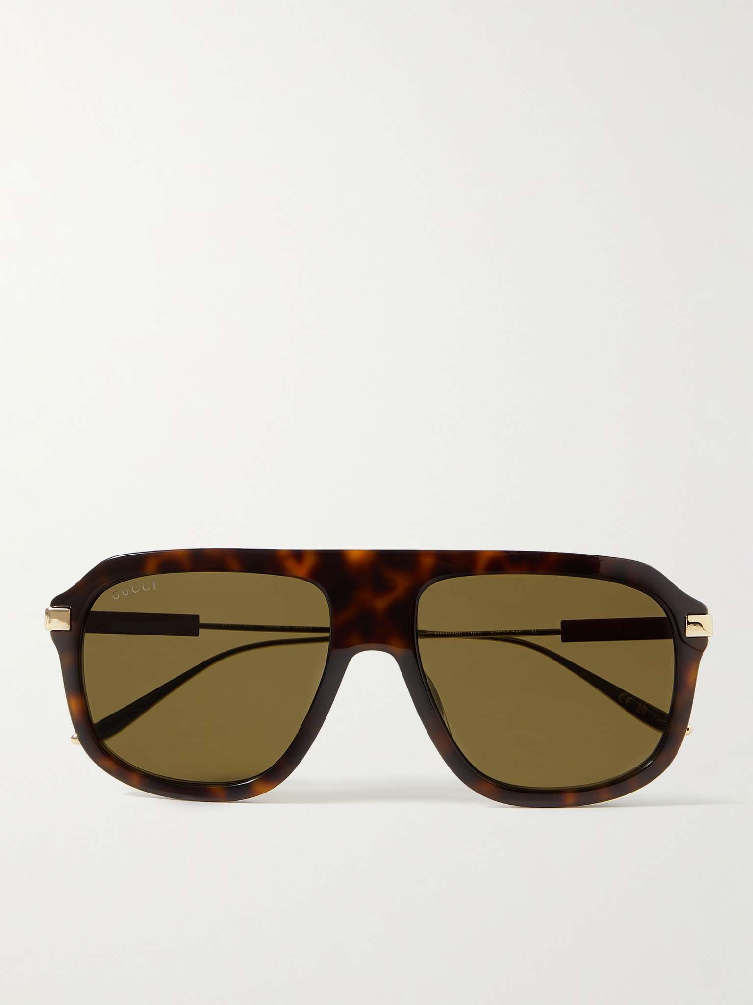 Aviator-Style Tortoiseshell Acetate and Gold-Tone Sunglasses - 1