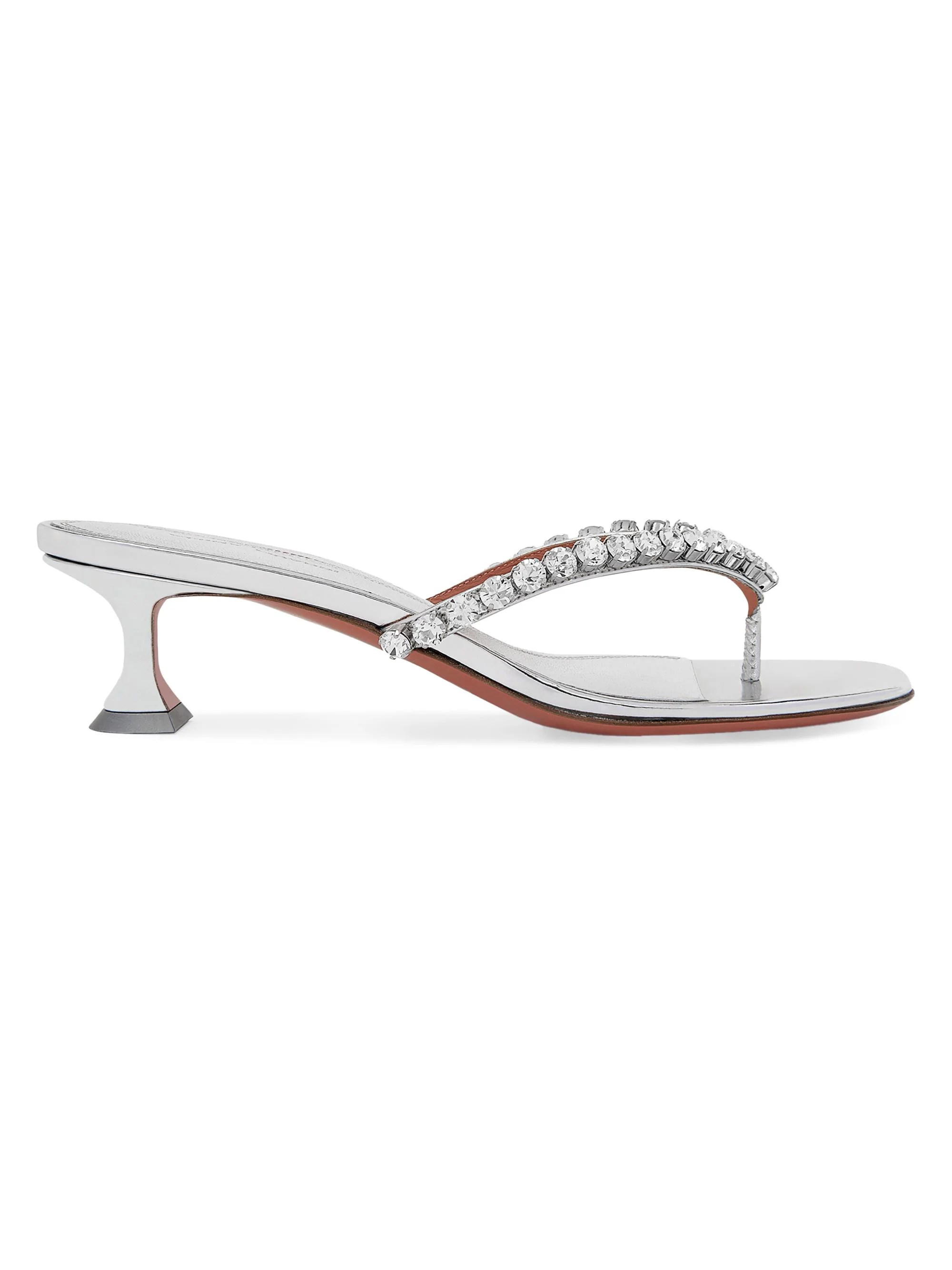 Women's Cruise Gigi 45MM Embellished Strap Leather Sandals - Mirror Silver White Crystal - 1