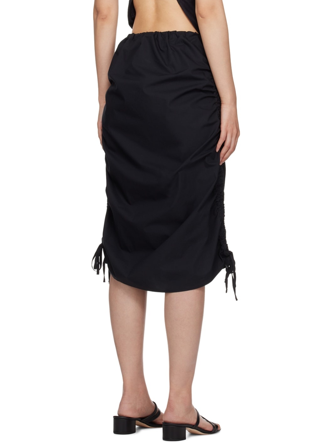 Black Pictorial Midi Skirt - 3