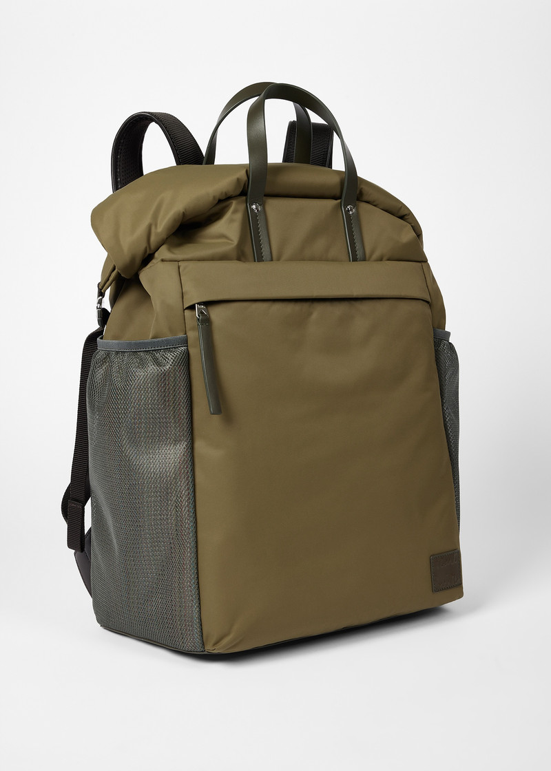 Paul Smith Khaki Utilitarian Roll-Top Nylon Backpack outlook