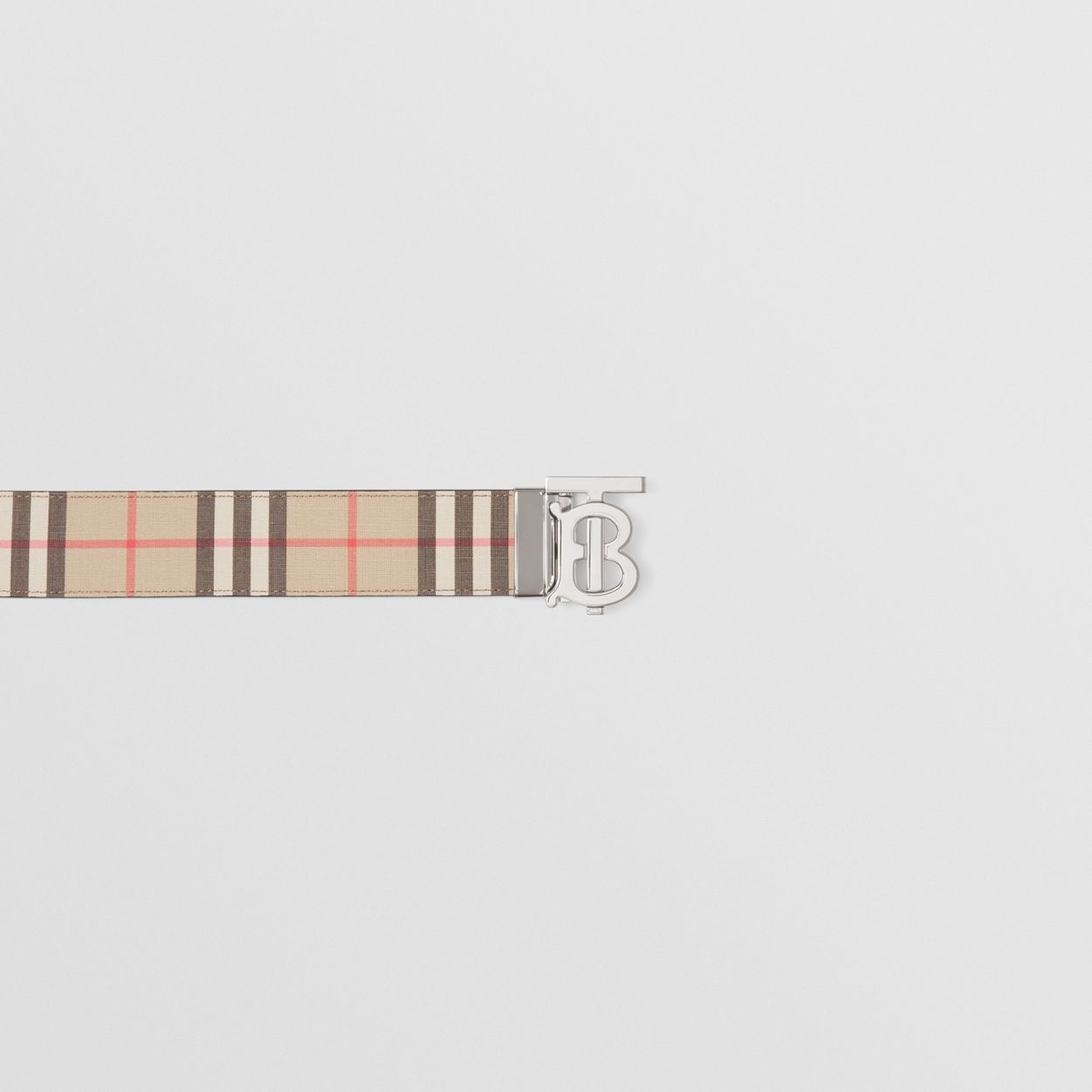 Burberry Monogram Motif Vintage Check E-canvas Belt 1.4 Width Archive Beige  in Thermoplastic Polyurethane with Gold-tone - US