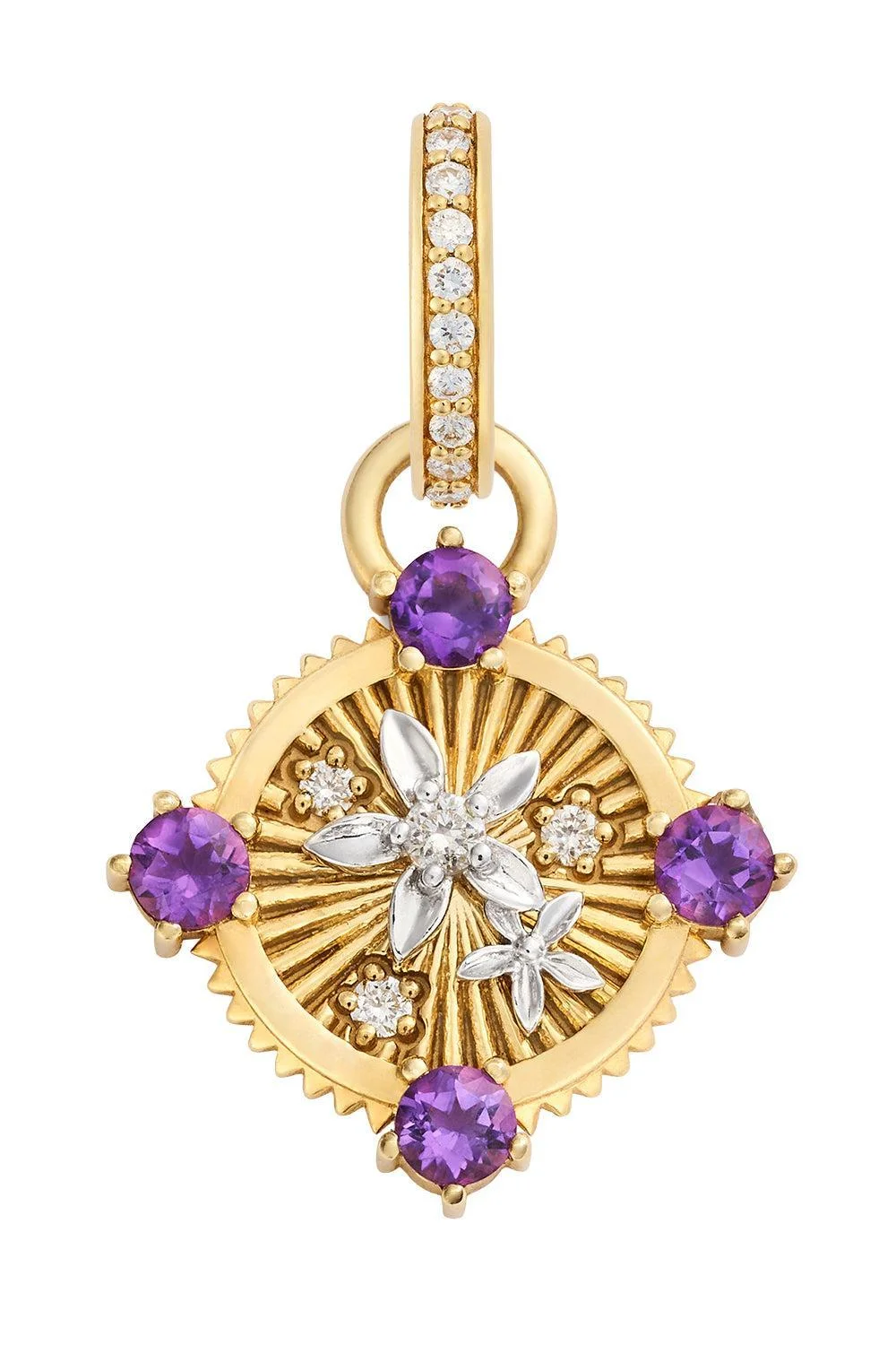 Resilience - Amethyst Miniature Blossoms Gemstone Medallion - 1