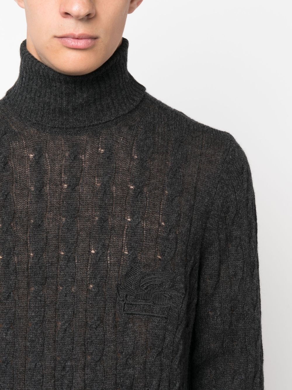 roll-neck cashmere cable-knit jumper - 5