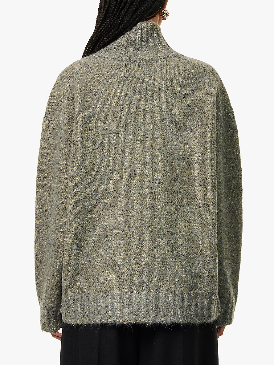 Oversized high-neck alpaca-blend knitted jumper - 4