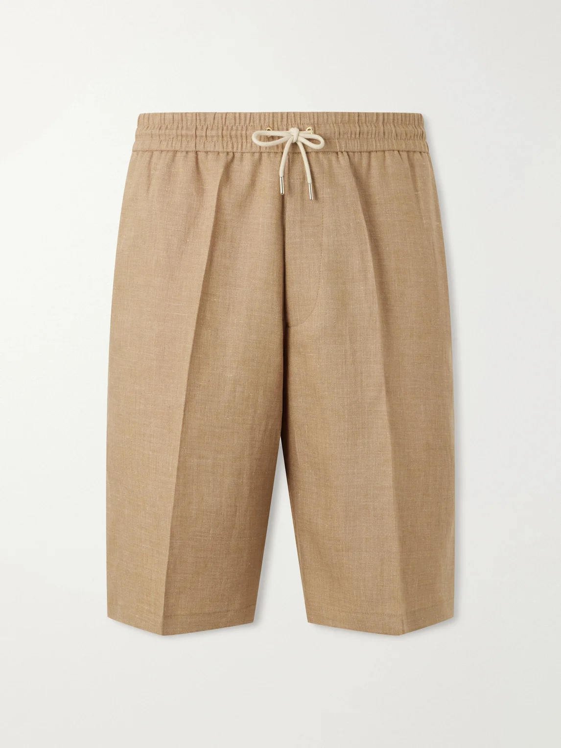 Pleated Linen Drawstring Shorts - 1