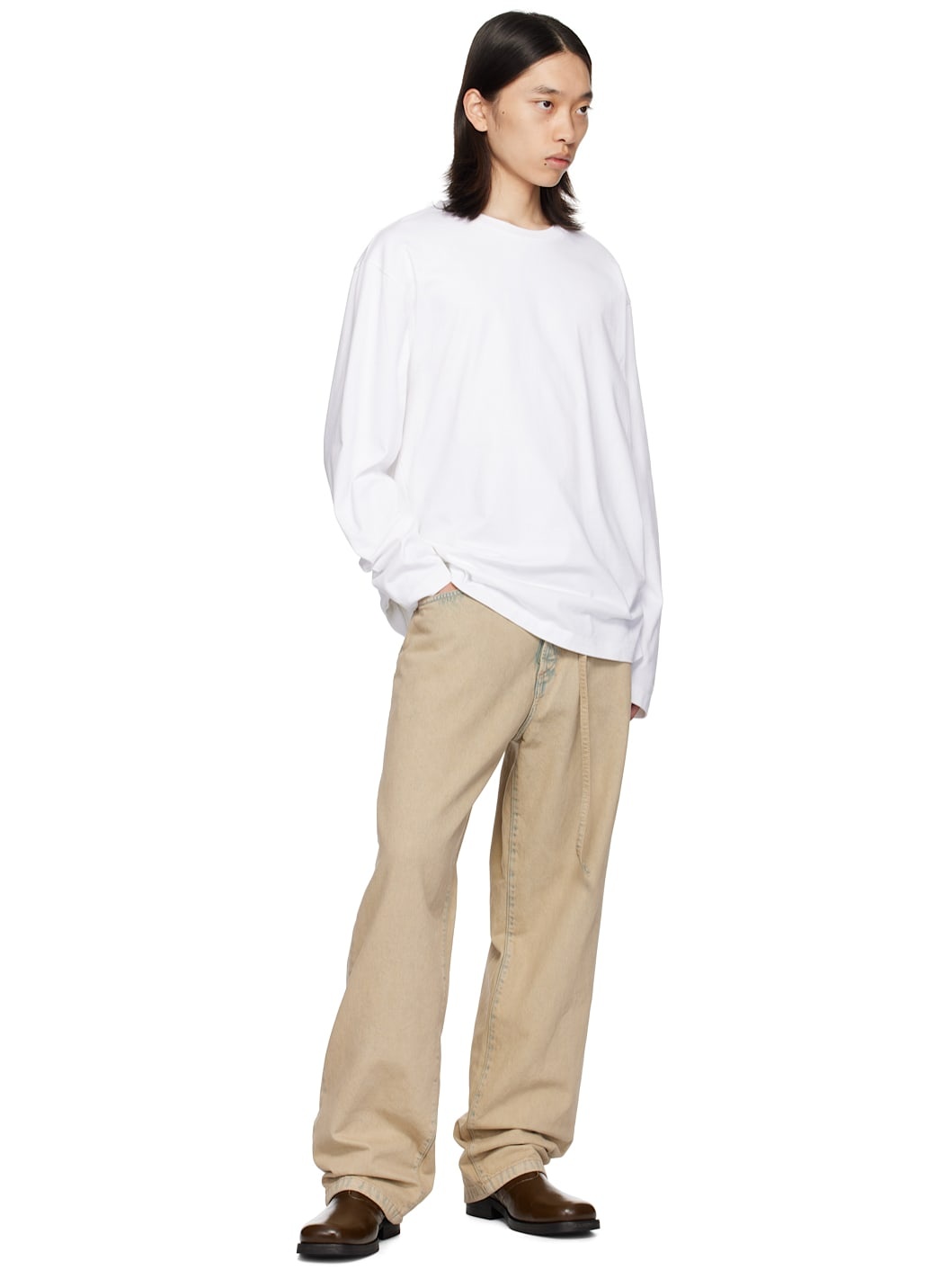 White Oversized Long Sleeve T-Shirt - 4