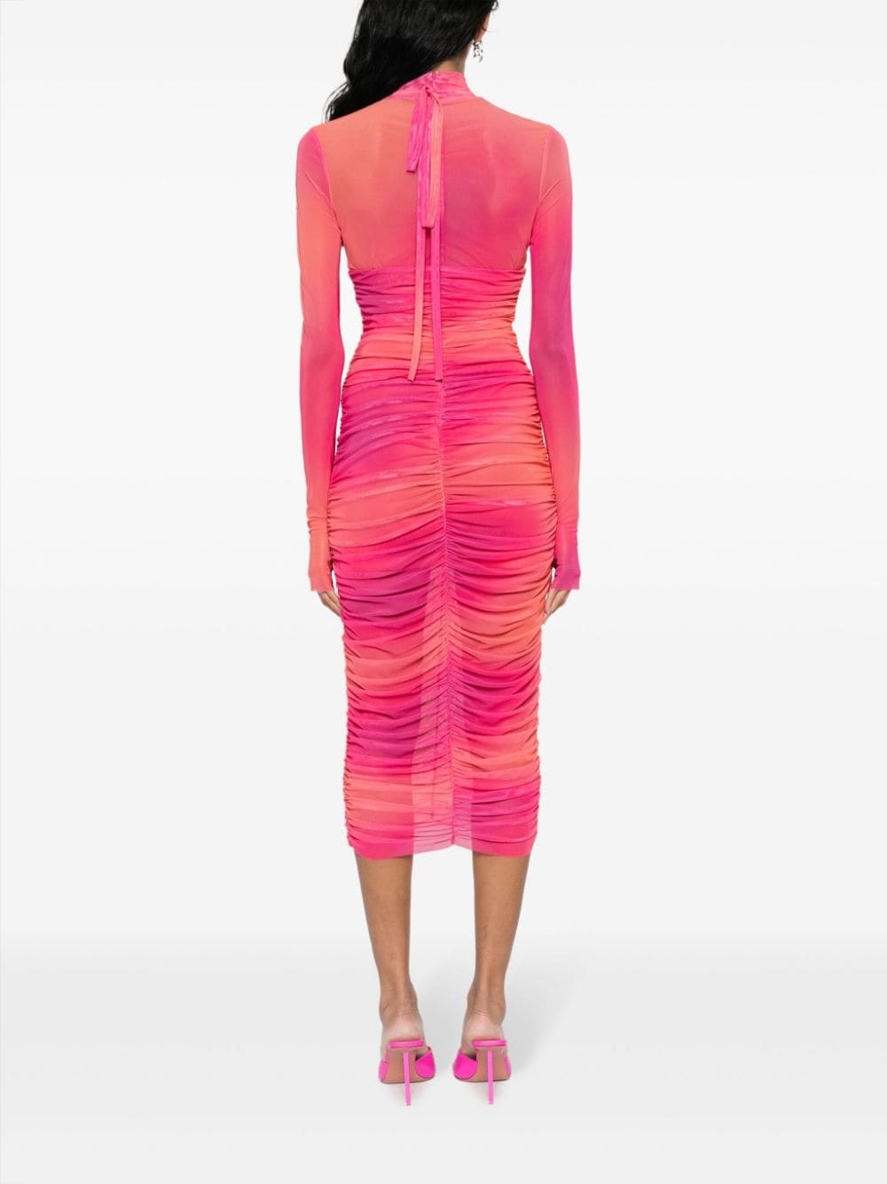 logo-plaque ruched dress - 4