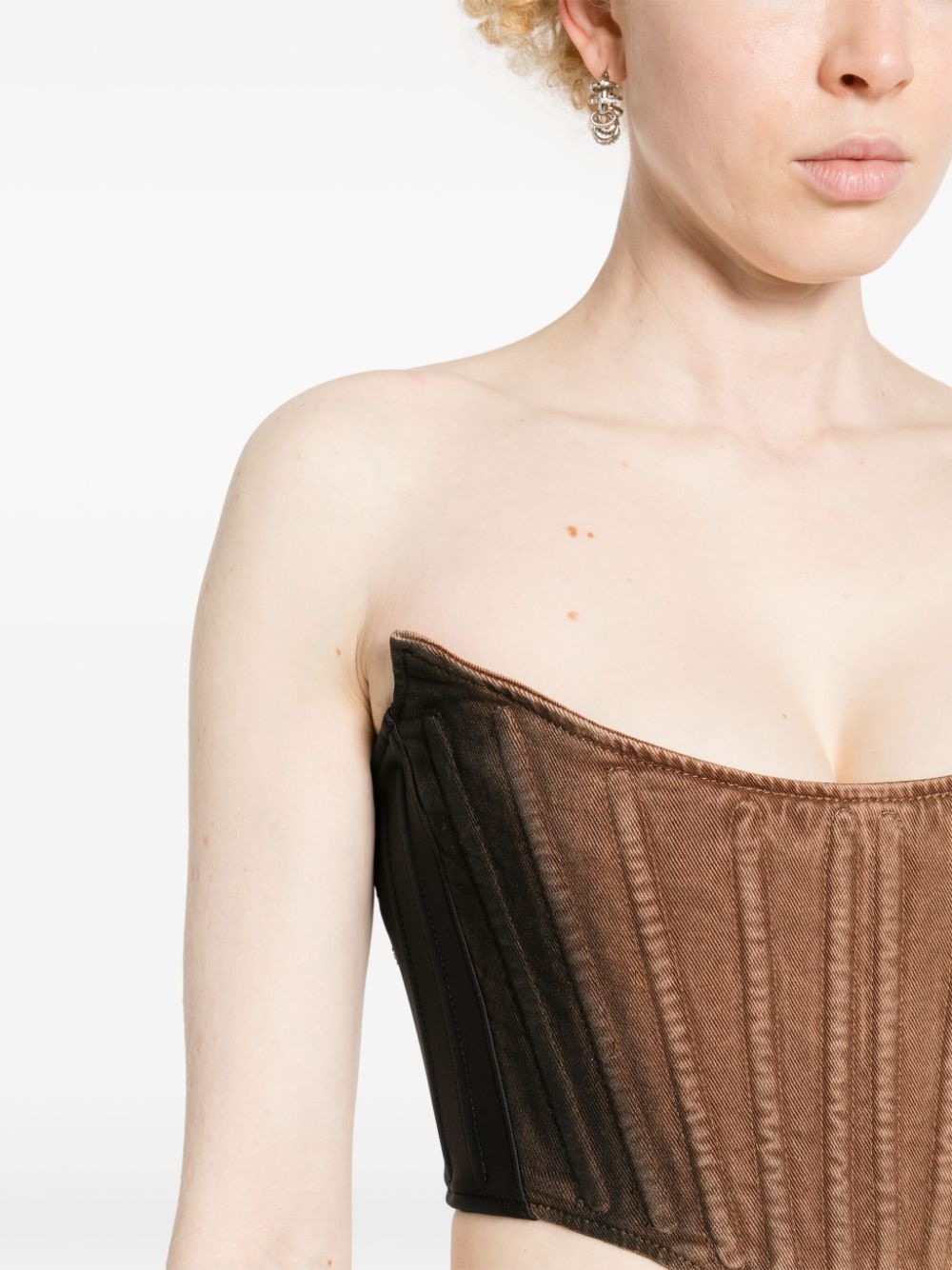 denim cropped corset - 6