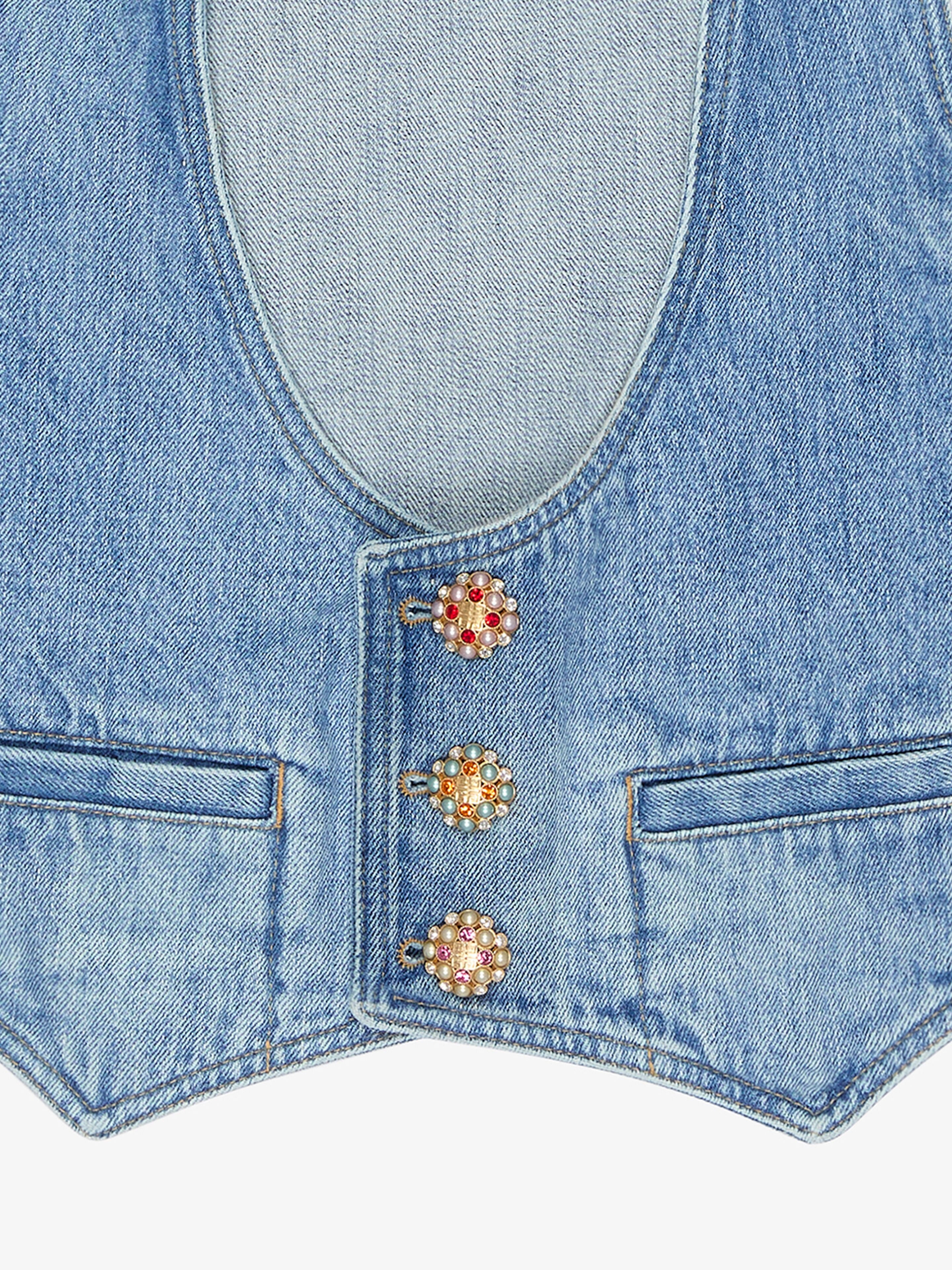 WAISTCOAT IN DENIM WITH 4G JEWEL BUTTONS - 3