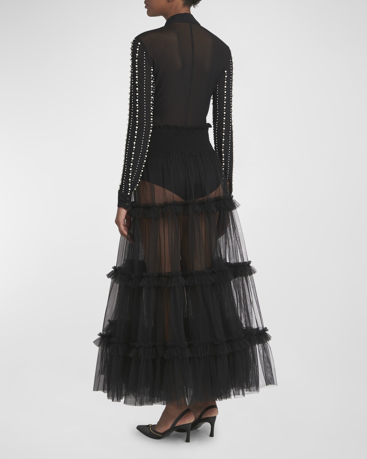 Tiered Tulle Midi Skirt - 4