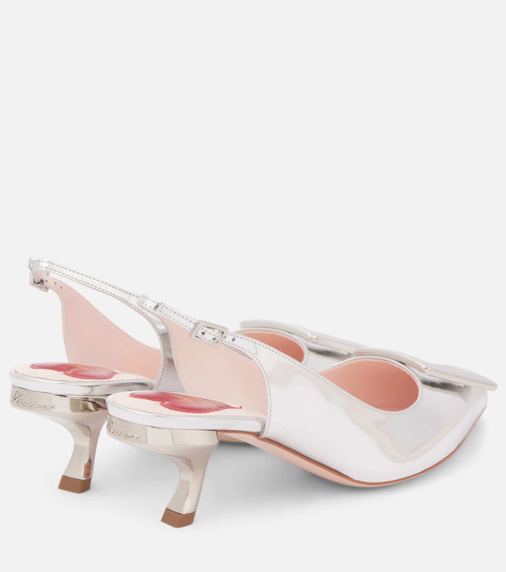 Virgule 55 metallic leather slingback pumps - 2
