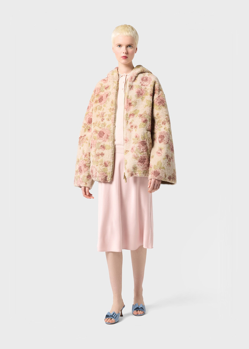 Blumarine SHEARLING BOMBER JACKET WITH BOUQUET PRINT outlook