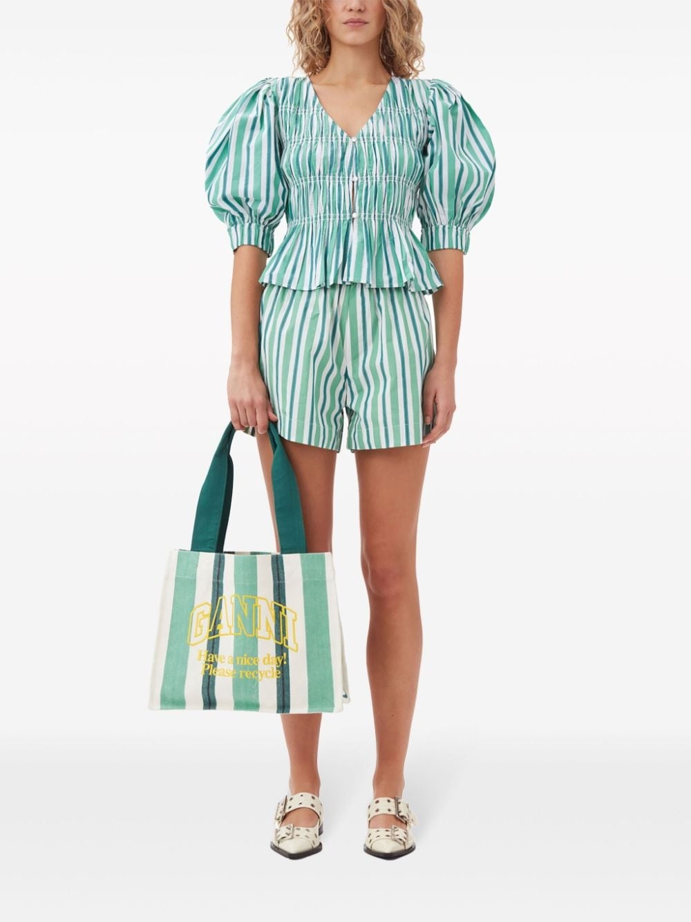 striped cotton mini shorts - 2