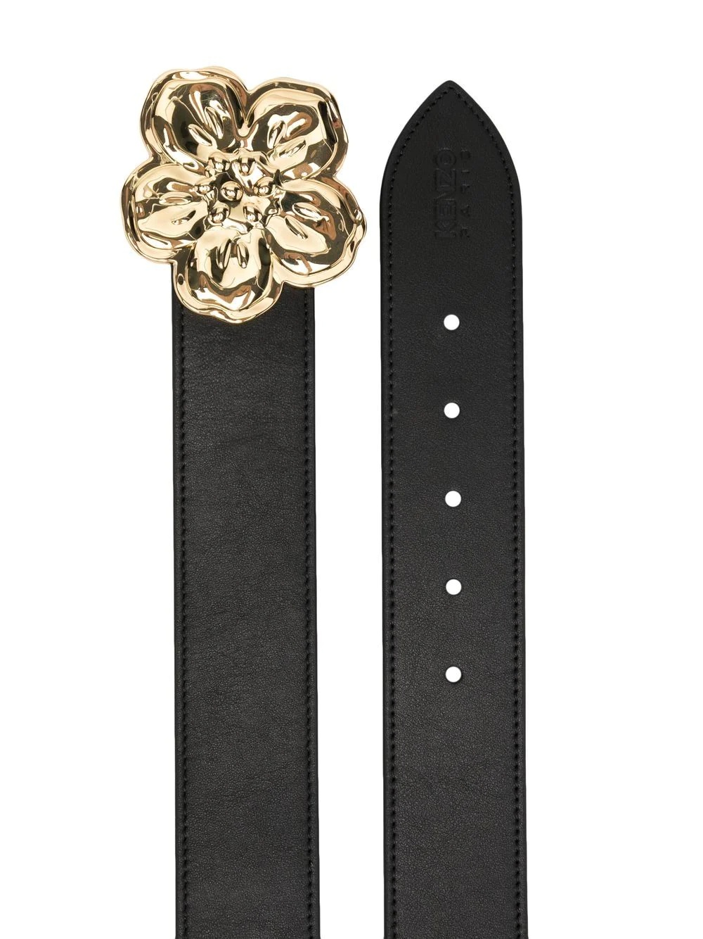 floral buckle leather belt - 2