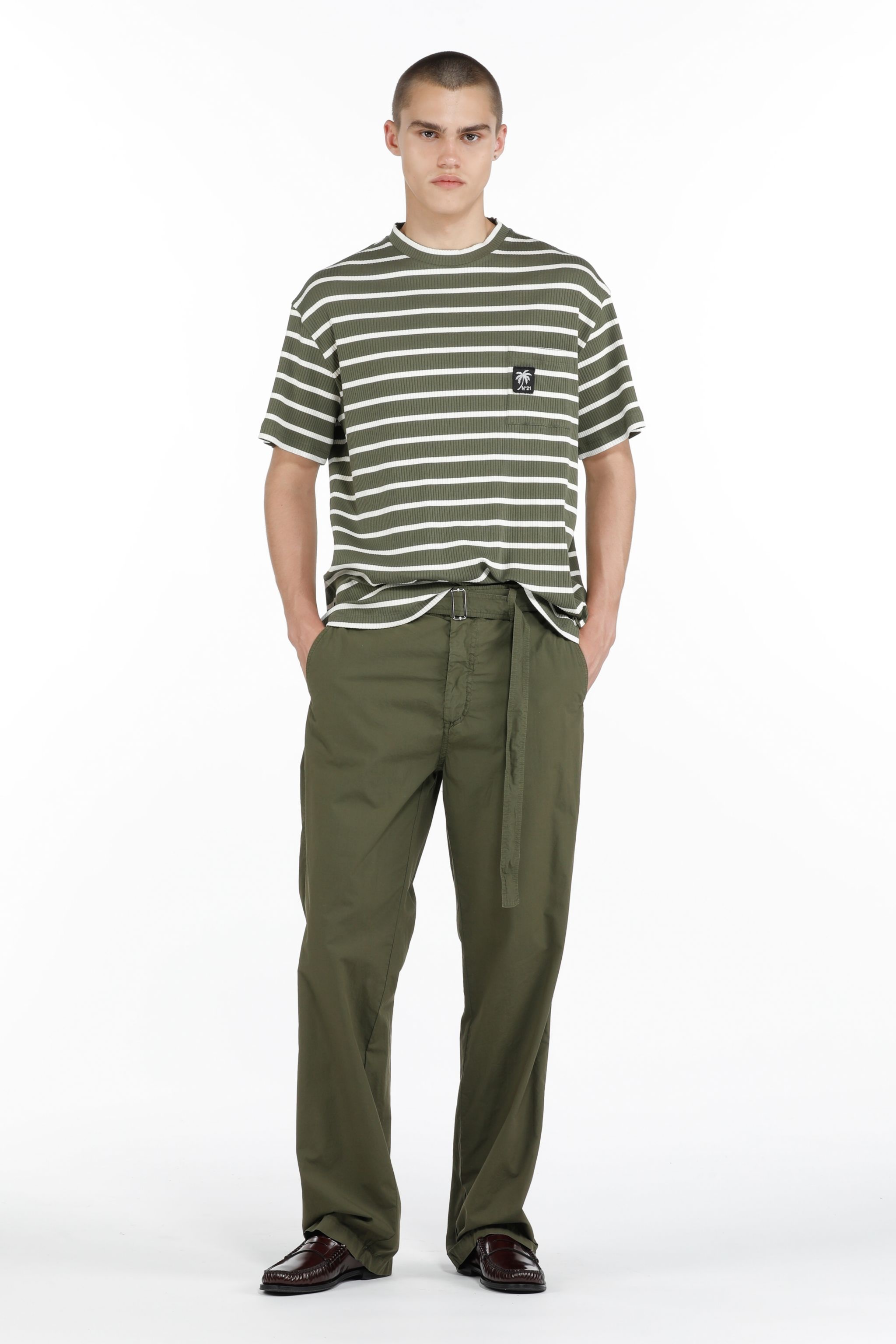 BELTED STRAIGHT-LEG COTTON TROUSERS - 4
