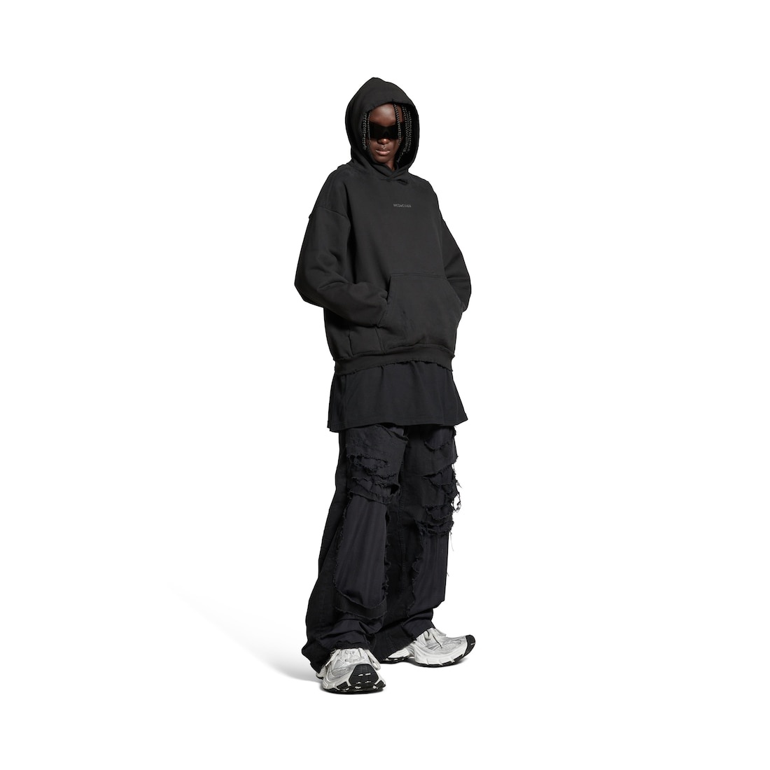 Balenciaga Back Hoodie Medium Fit in Black - 2