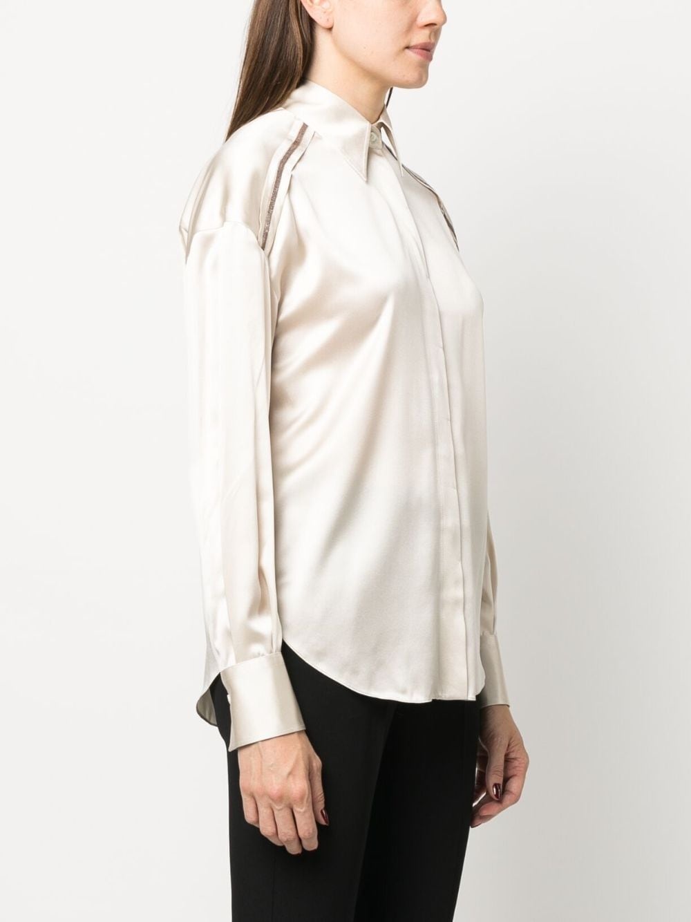 Monili-embellished satin shirt - 3