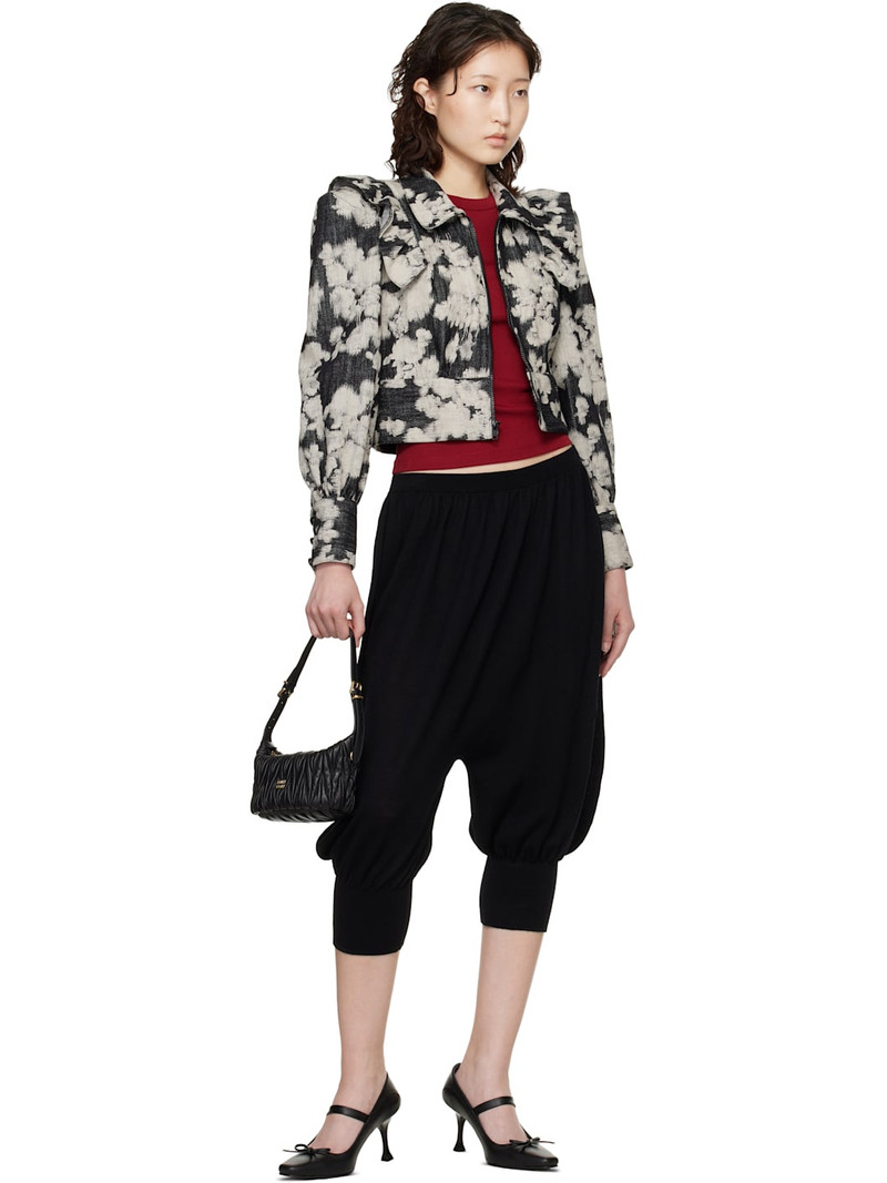 ANNA SUI Black & Off-White Cropped Ruffle Jacket outlook