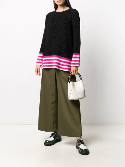 Marni striped hem crew neck jumper outlook