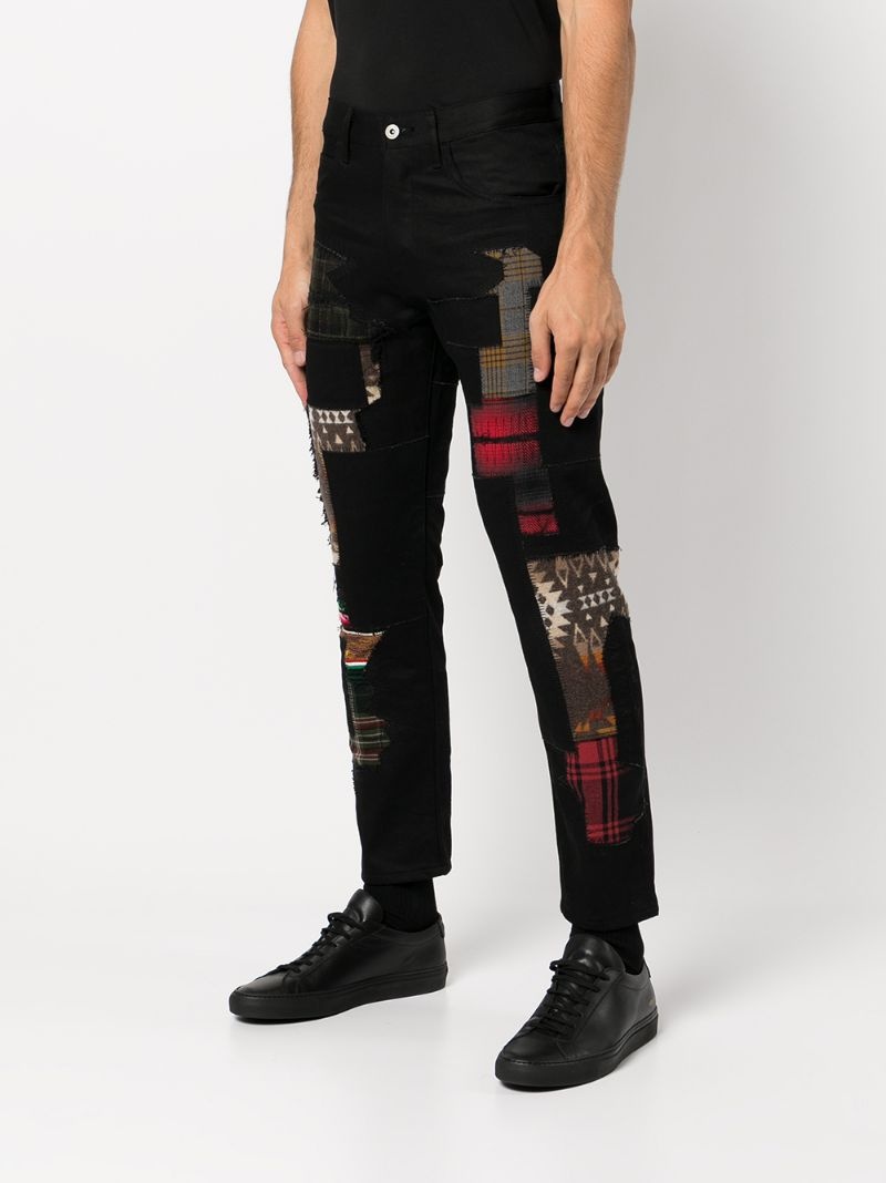 patchwork-detail skinny trousers - 3