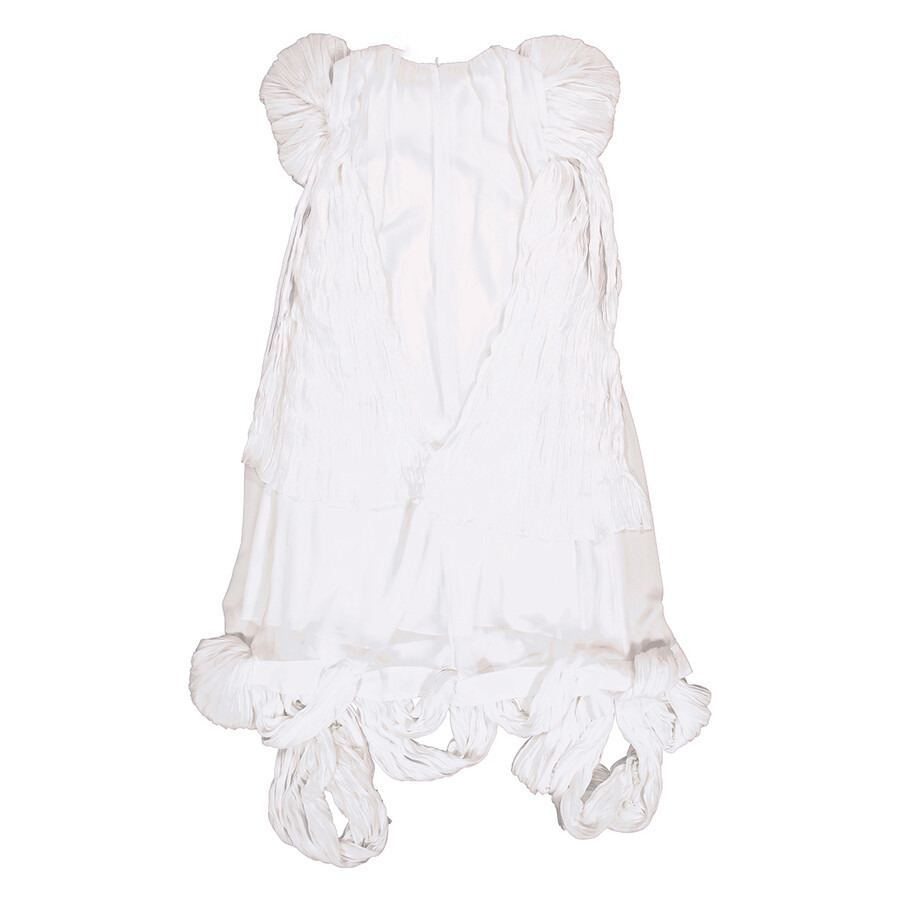 JW Anderson Ladies White Silk Draped Midi Dress - 6