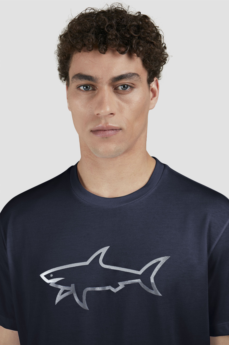 T-SHIRT IN COTTON JERSEY WITH REFLECTIVE SHARK PRINT 4