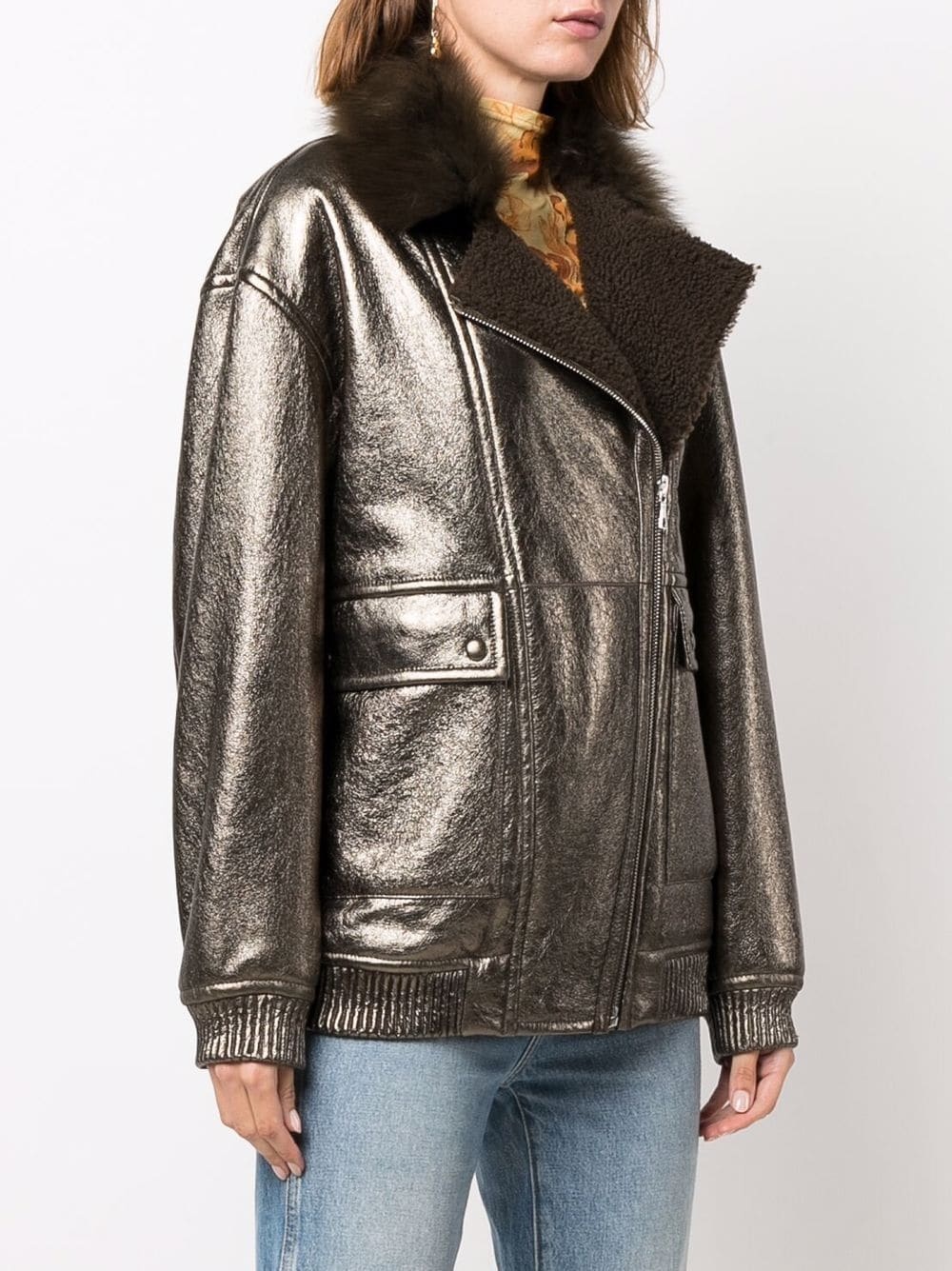 longline leather jacket - 3
