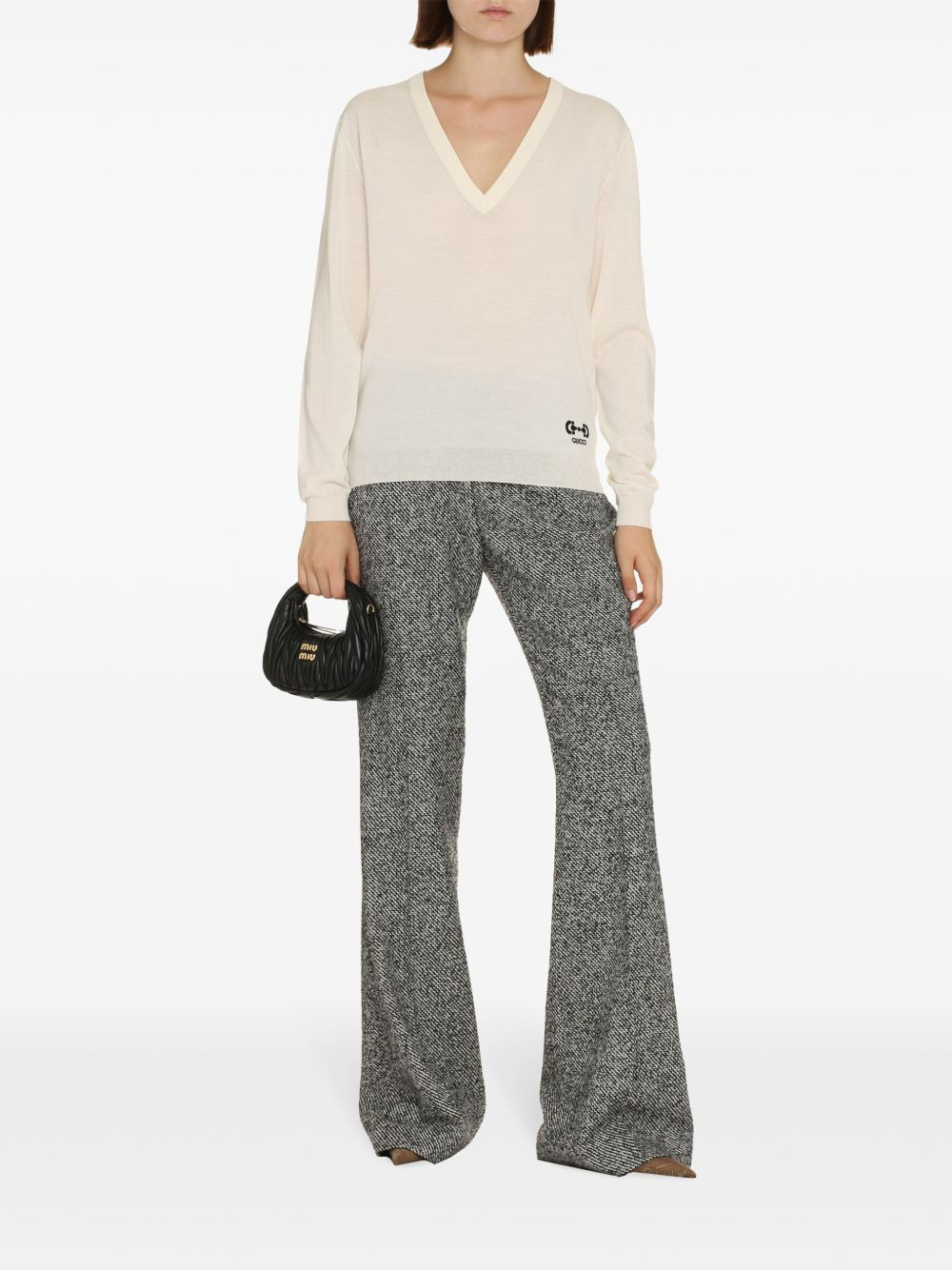 GG V-neck wool jumper - 2