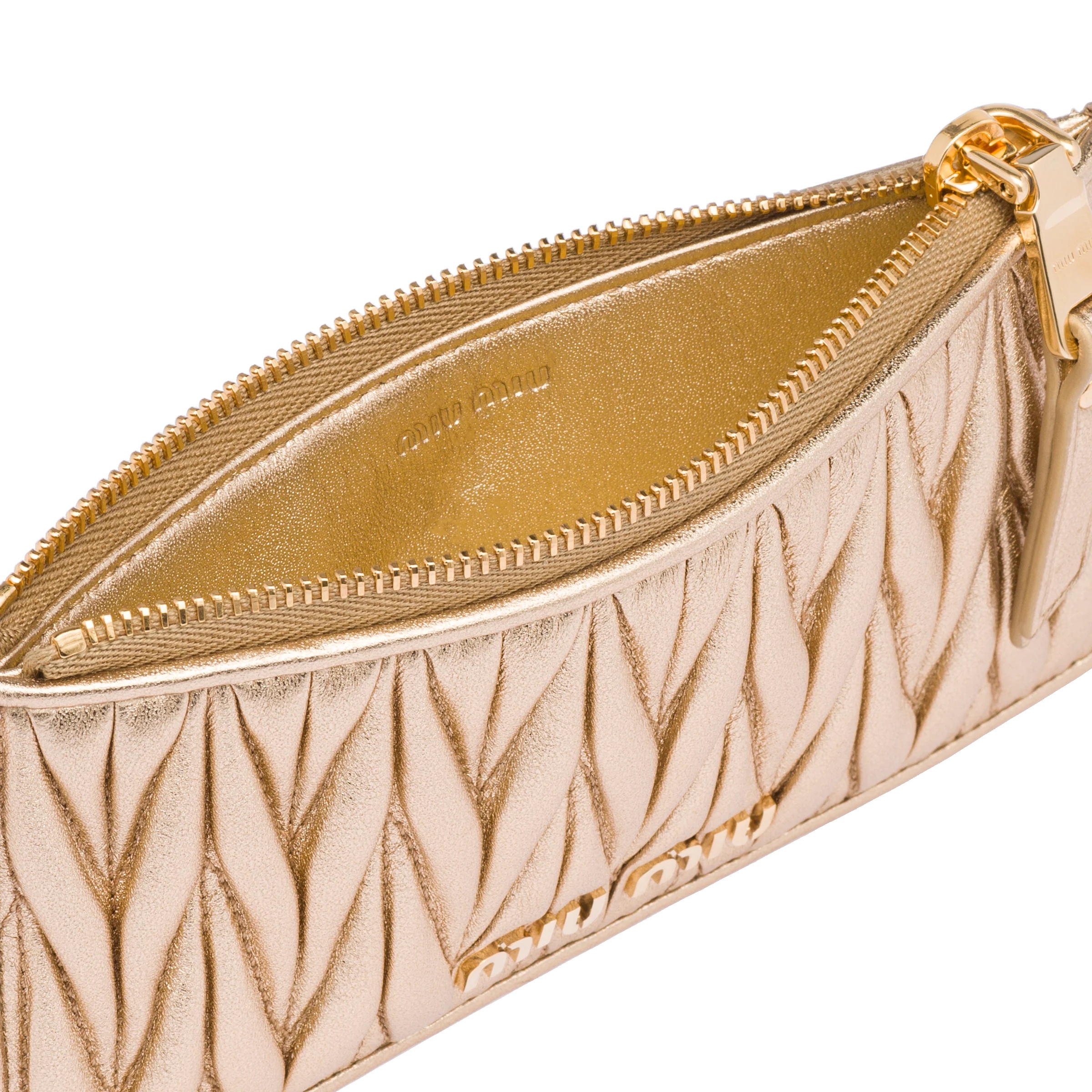 Matelassé nappa leather zipper wallet - 5
