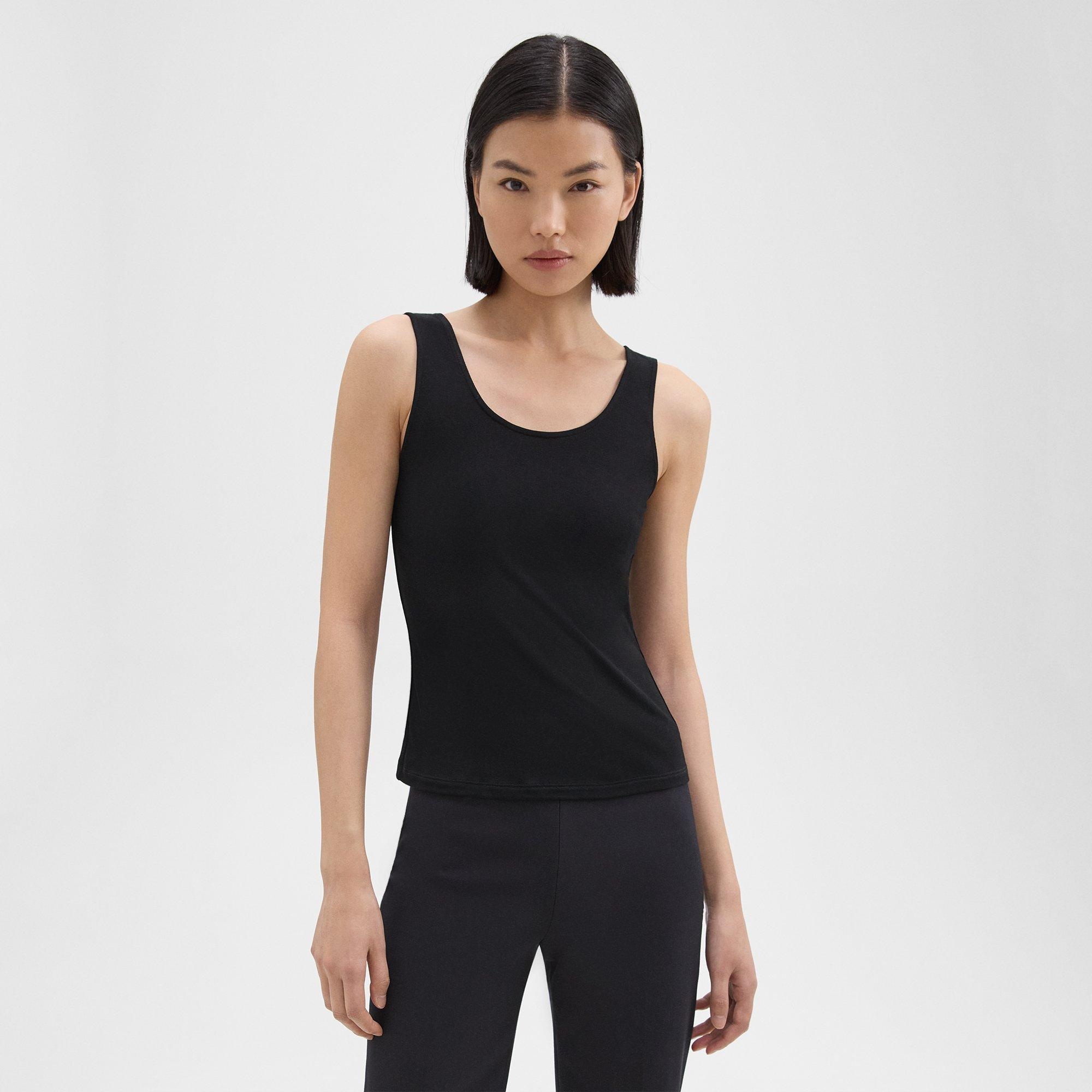 Scoop Neck Tank Top in Rib Knit Viscose - 2