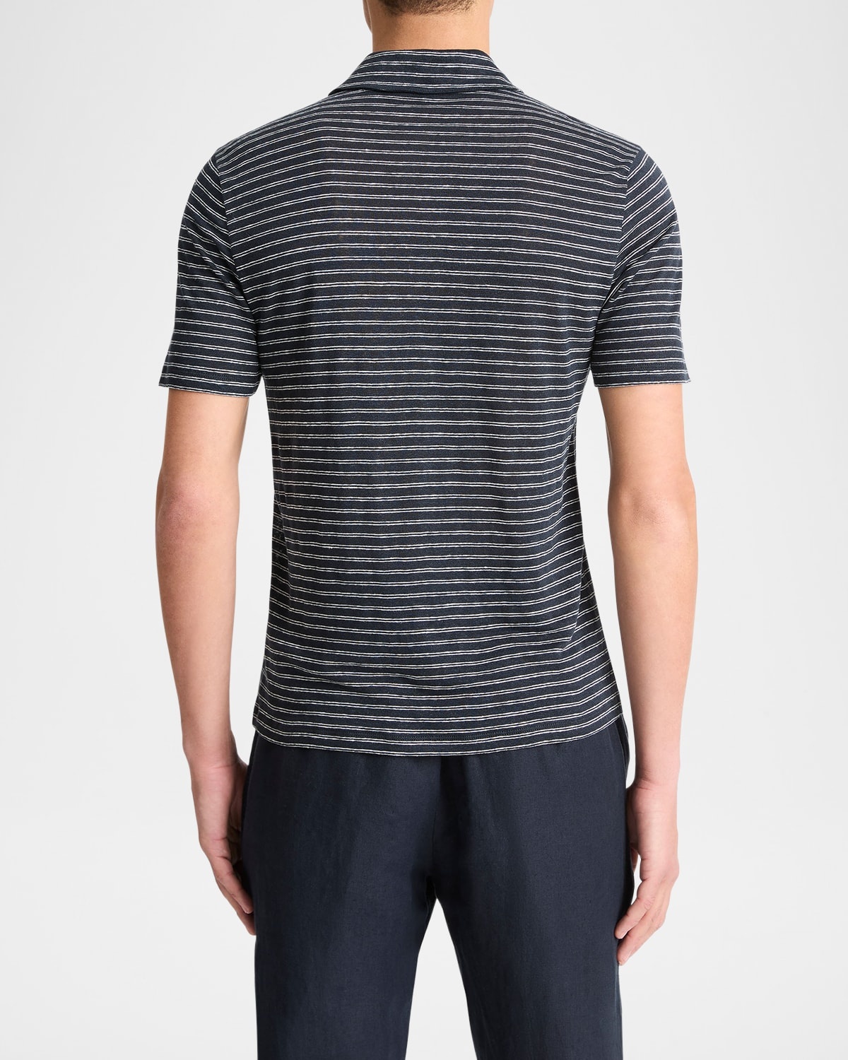 Men's Striped Linen Polo Shirt - 3