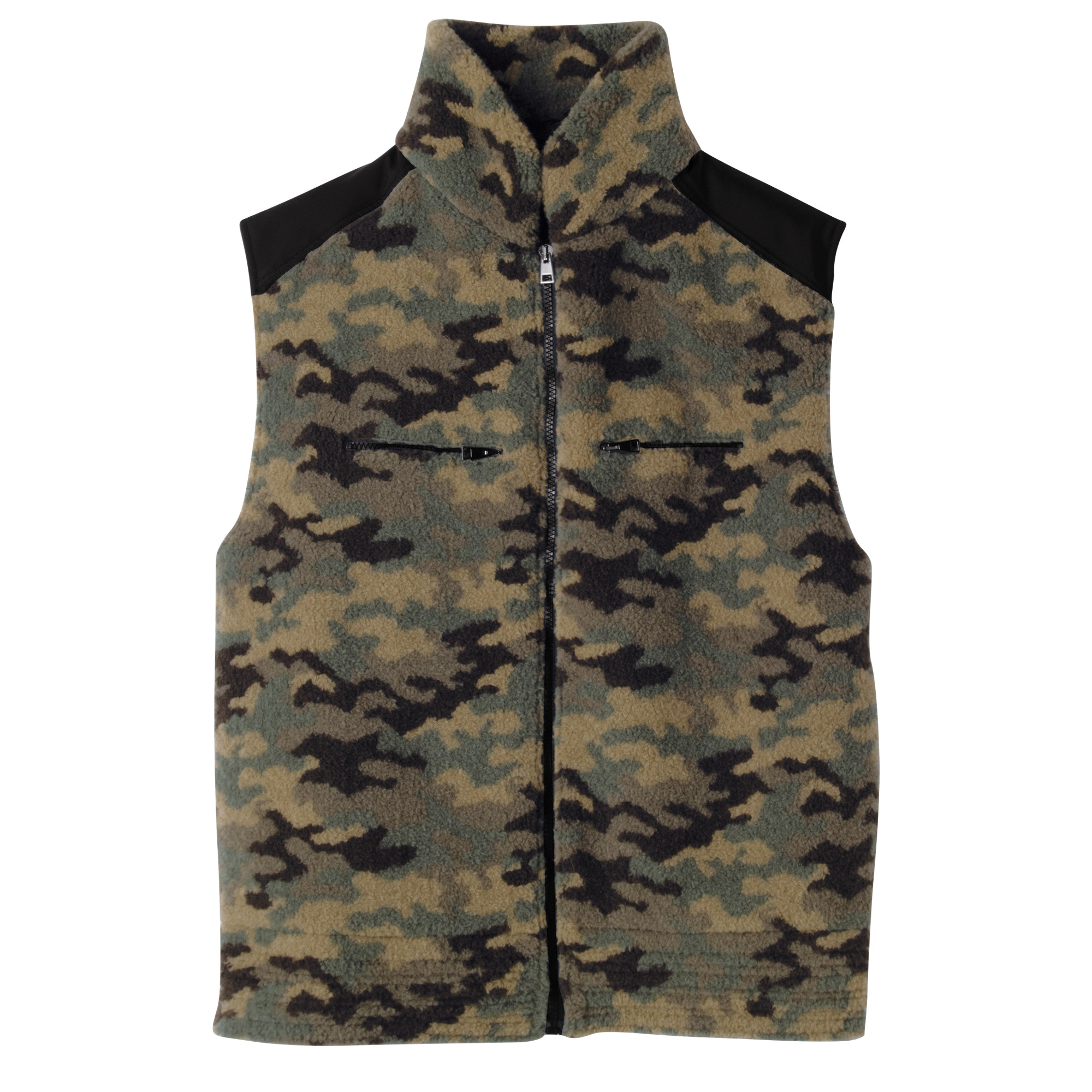 Sleeveless cardigan Khaki - Fleece - 1
