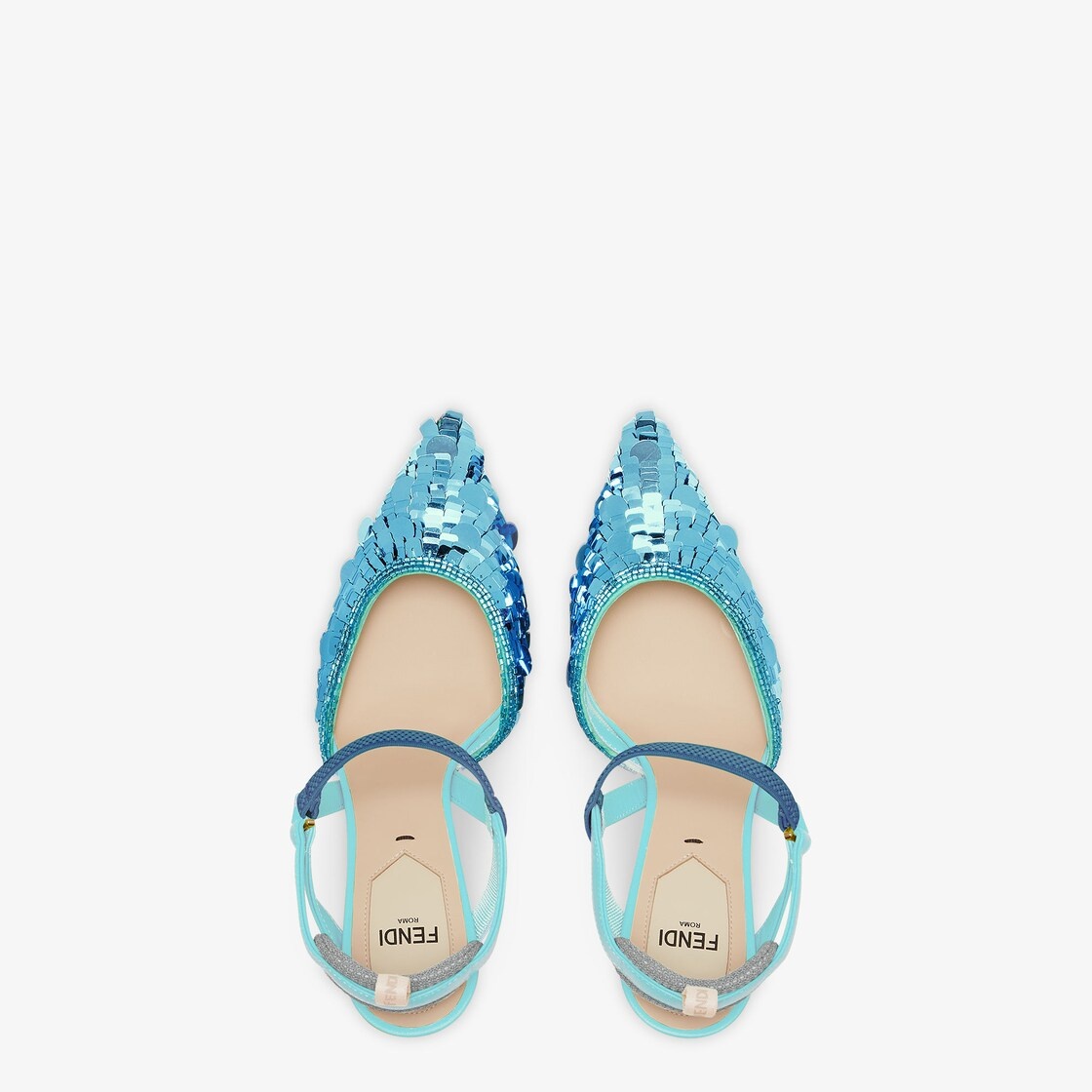 Light blue sequin high-heel slingback - 4