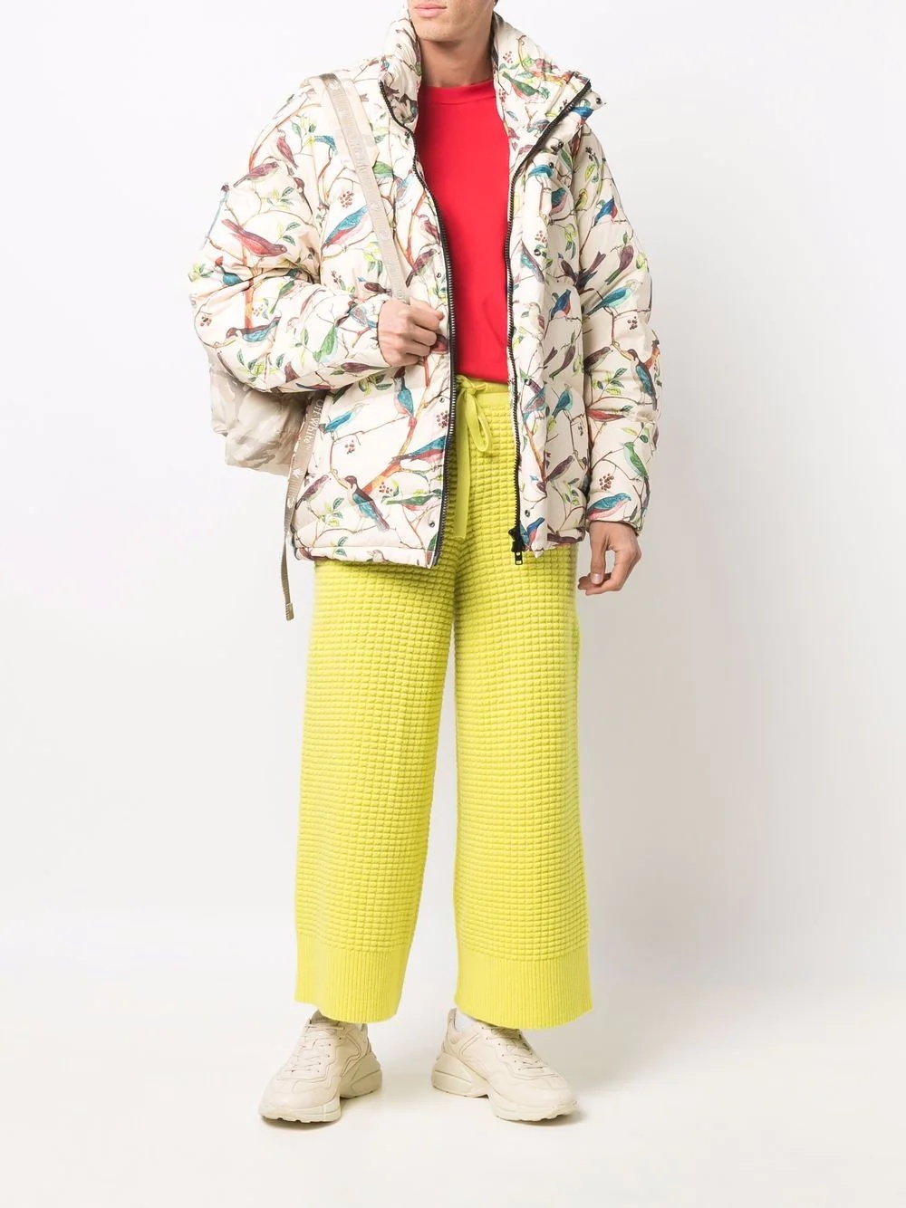 birds-print padded coat - 2