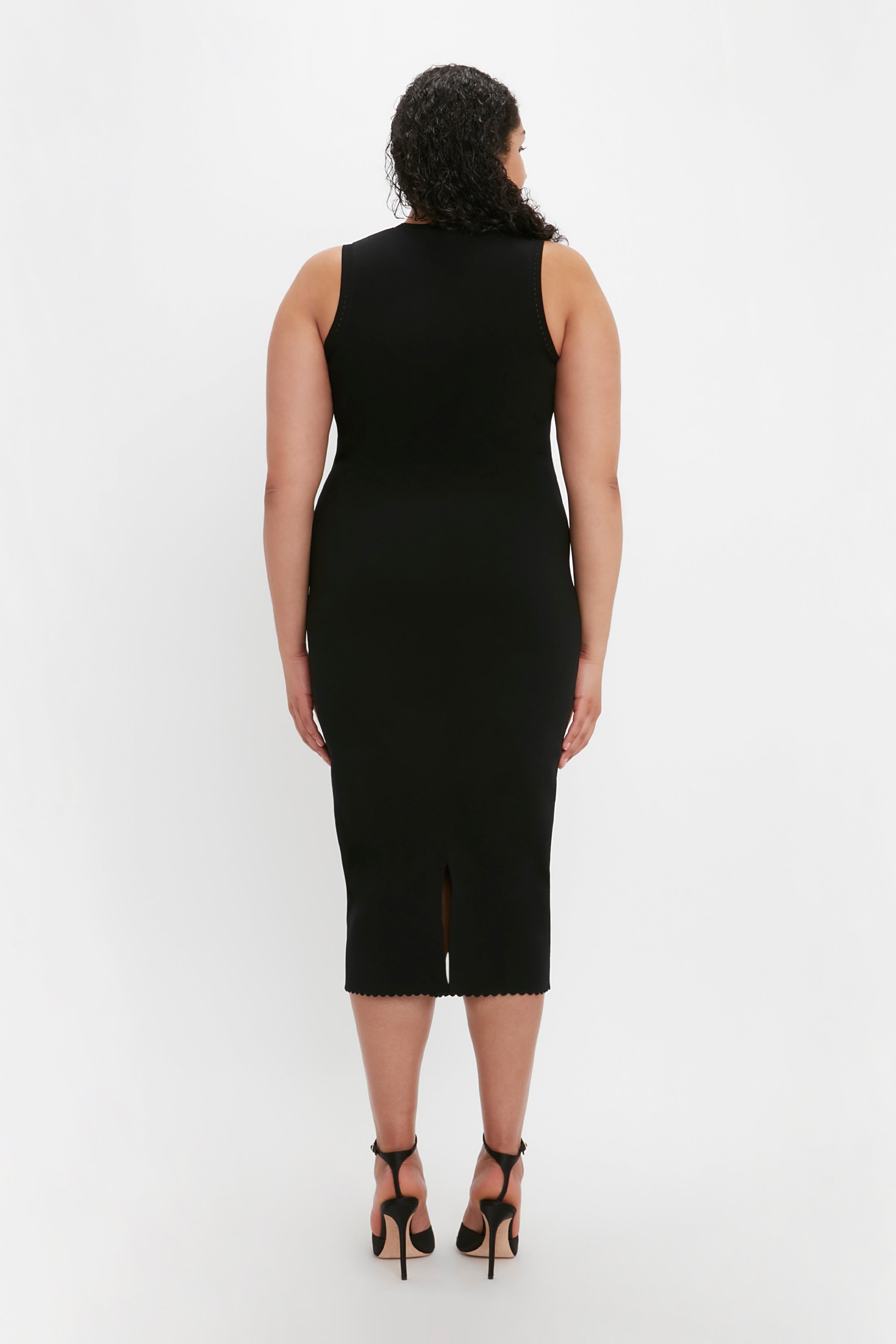 VB Body Slash Front Midi Dress In Black - 12