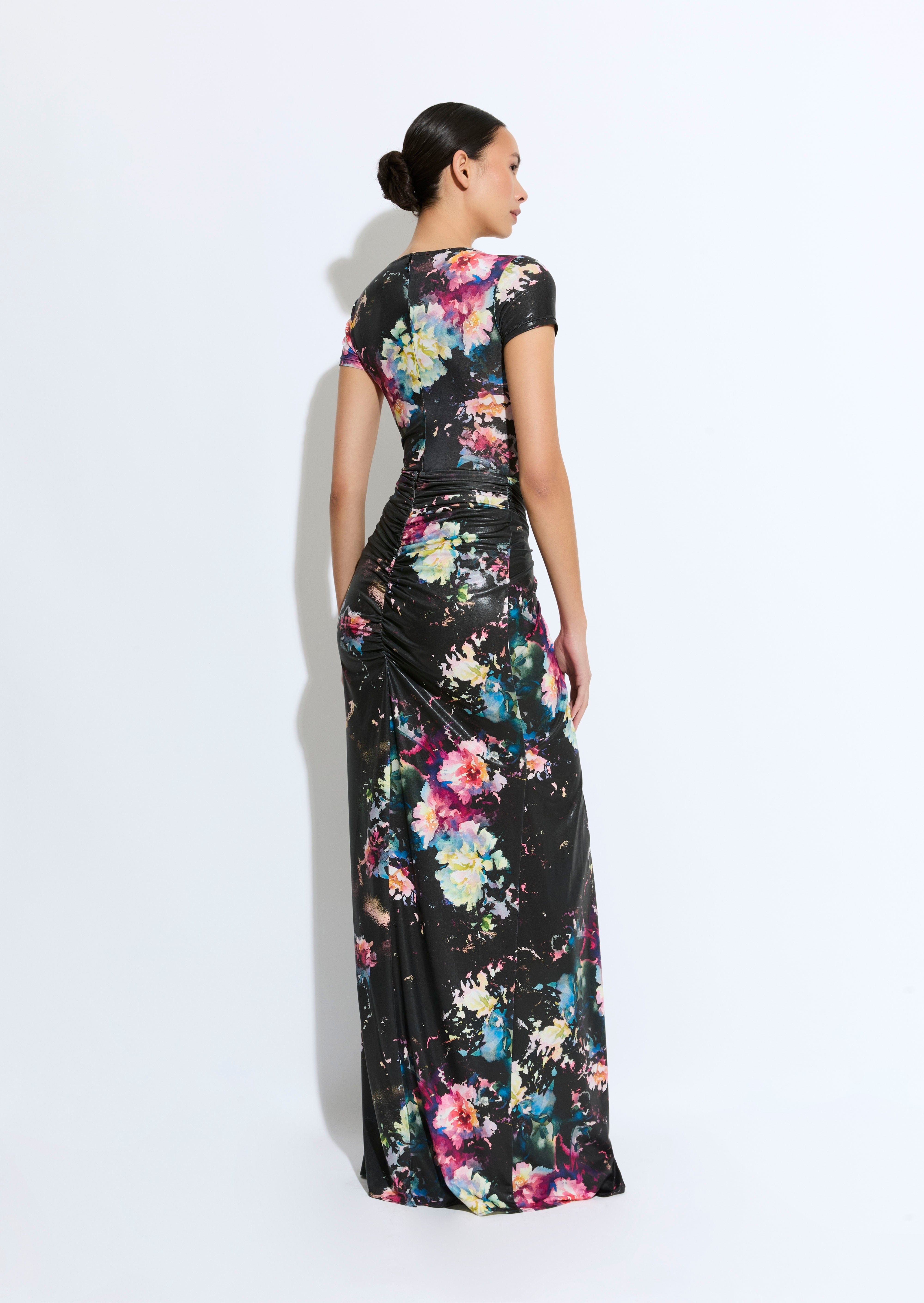 Floral Jersey  Wrap Maxi Skirt - 3