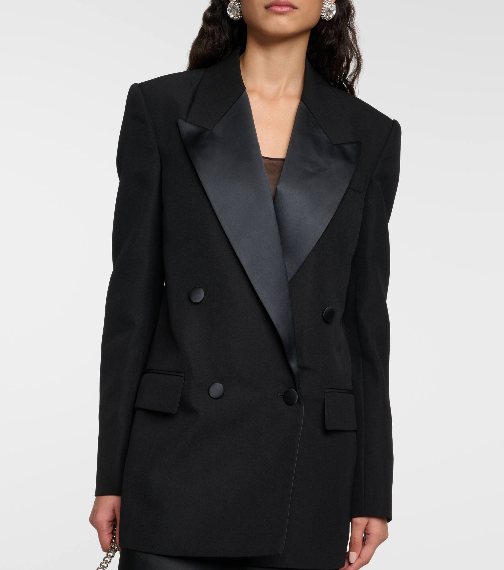 Double-breasted wool tuxedo jacket - 4