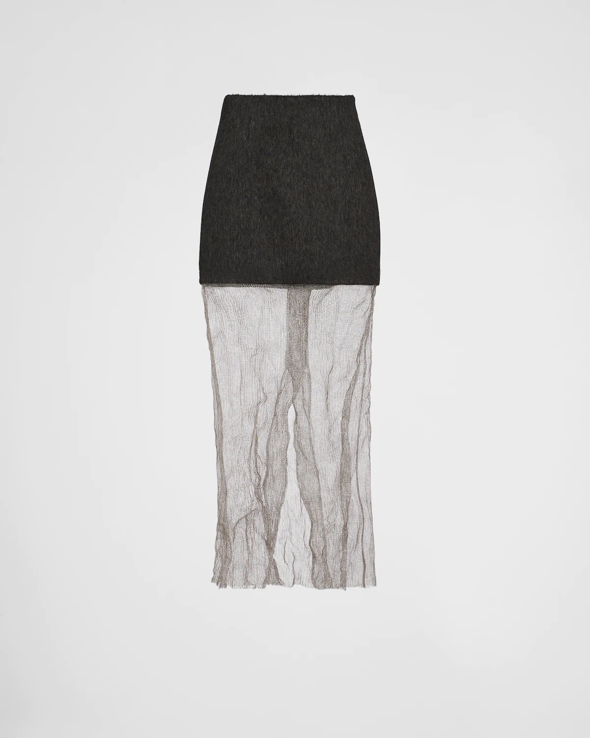 Cloth and mesh midi-skirt - 1