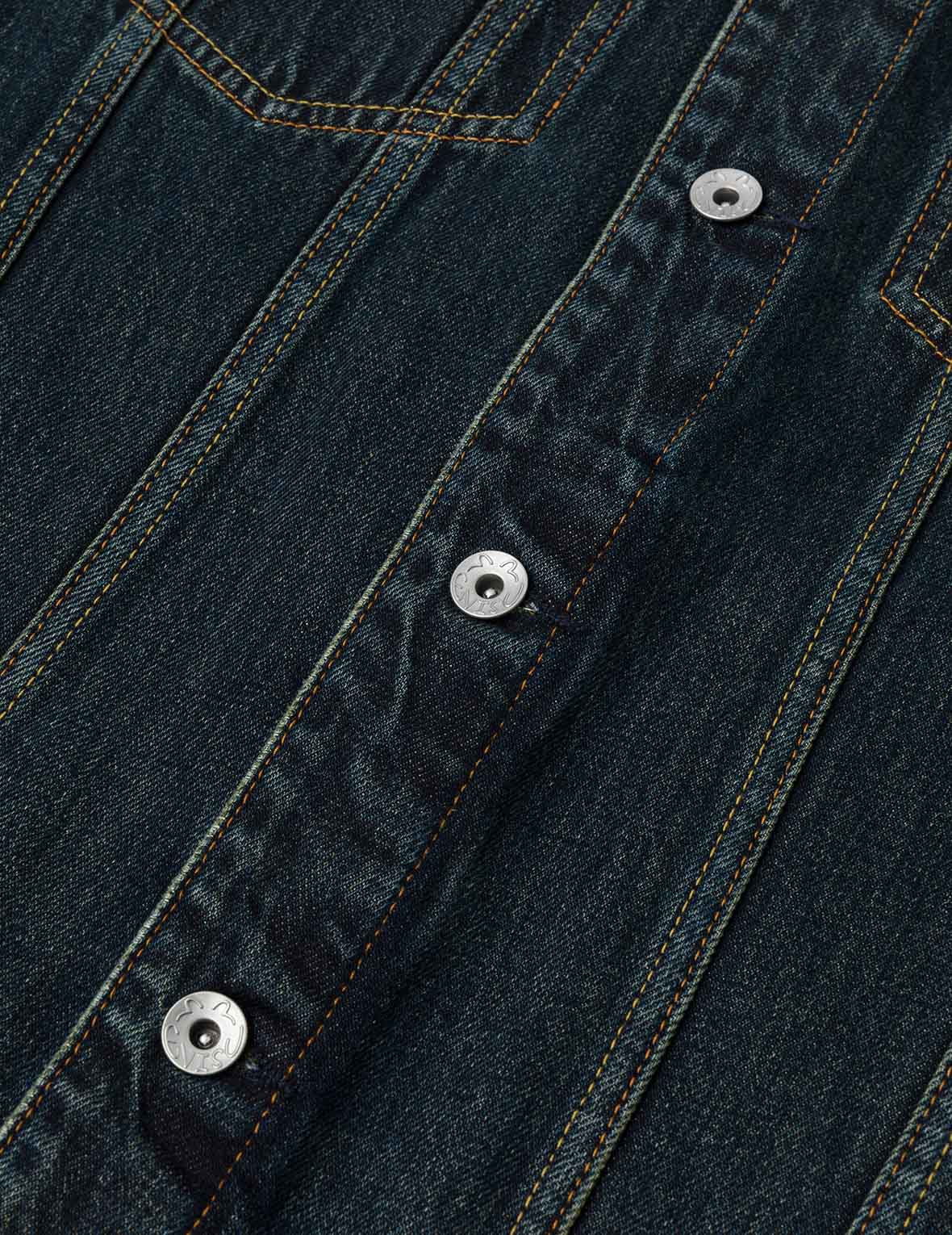 Washed Brushstroke Daicock Print Regular Fit Denim Jacket - 6