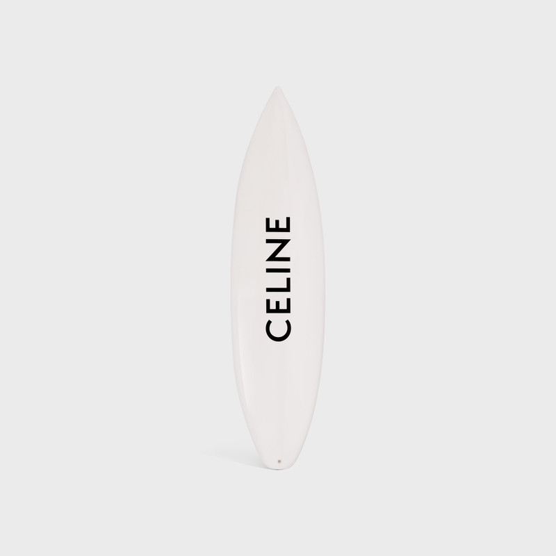 WHITE SHORTBOARD WITH CELINE BLACK LOGO IN RESIN AND FIBERGLASS 1