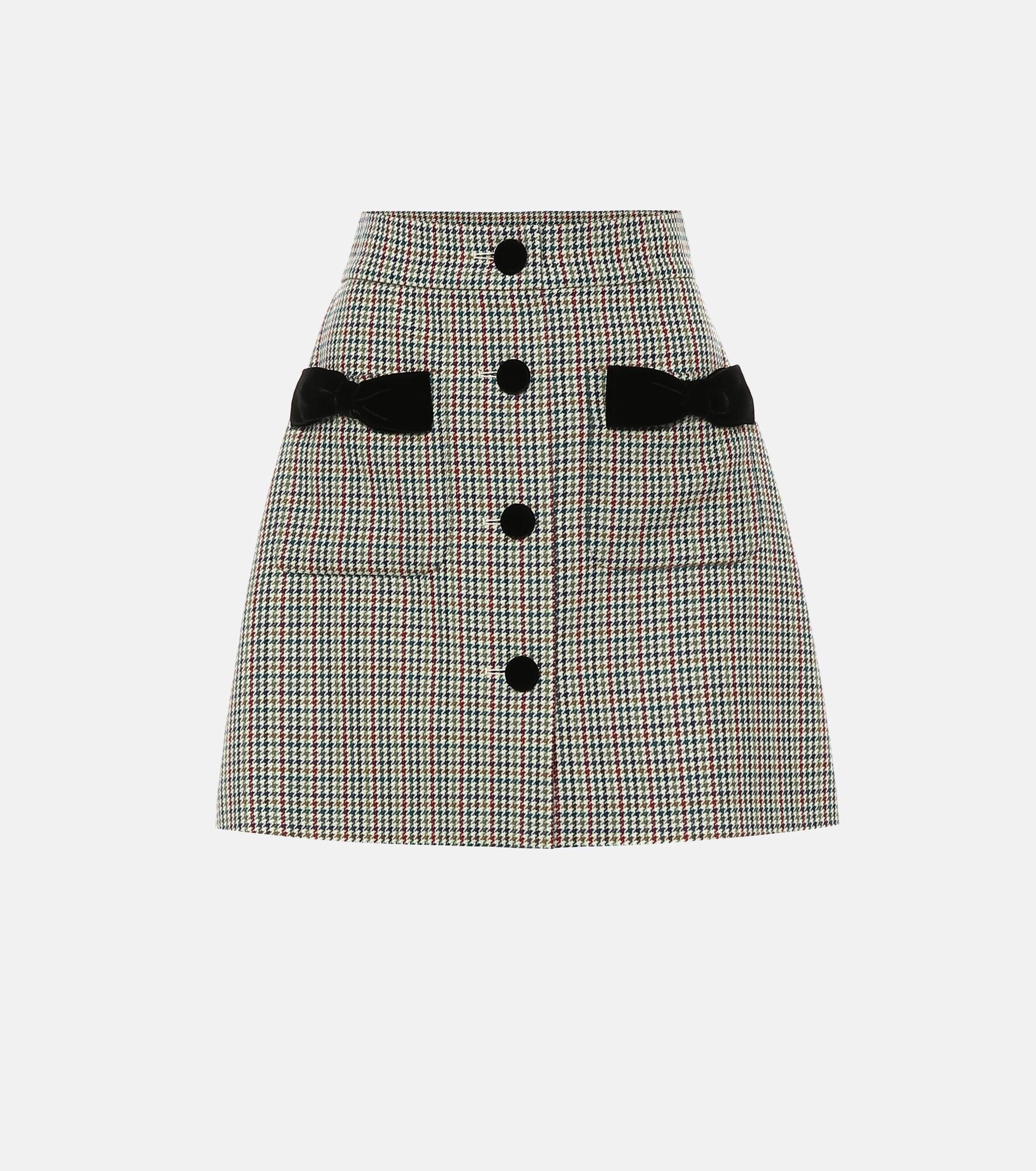 Houndstooth wool miniskirt - 1