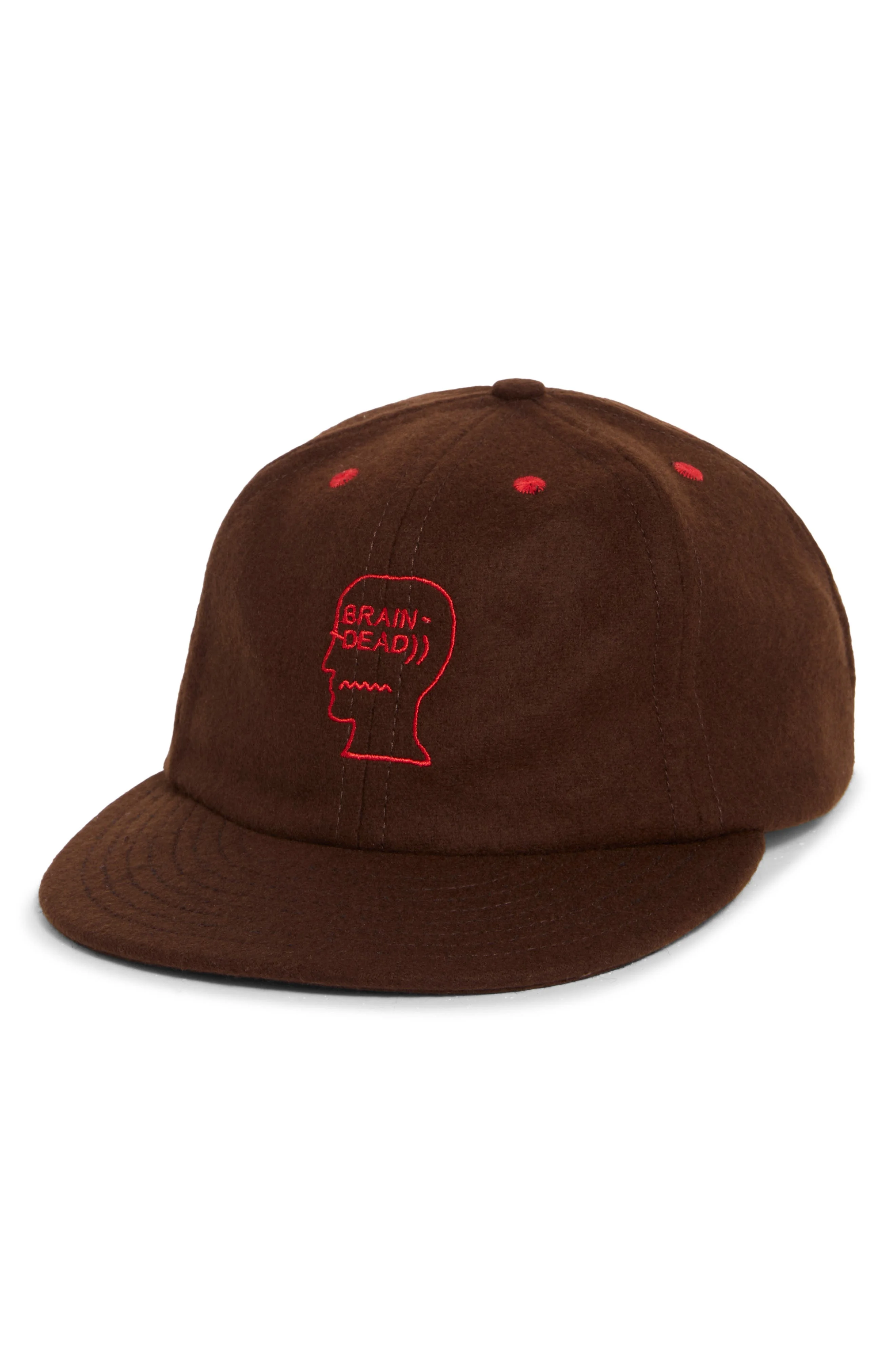 Brain Dead Embroidered Logohead Wool Blend Flannel Adjustable Baseball Cap in Brown at Nordstrom - 1