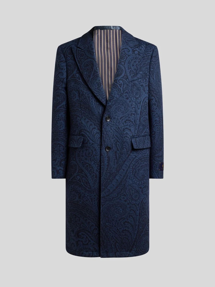 WOOL AND CASHMERE JACQUARD COAT - 1