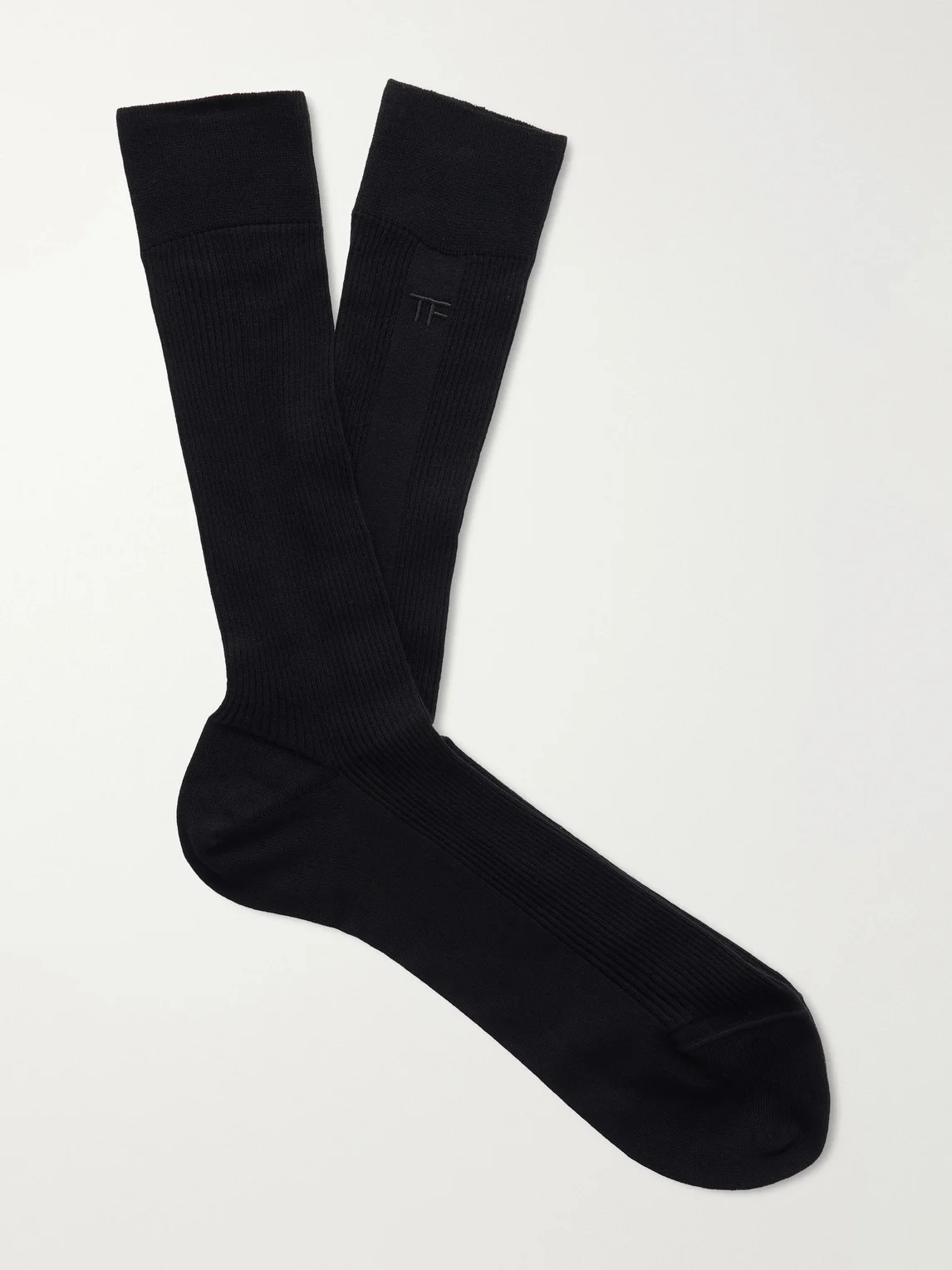 Logo-Embroidered Ribbed Cotton Socks - 1